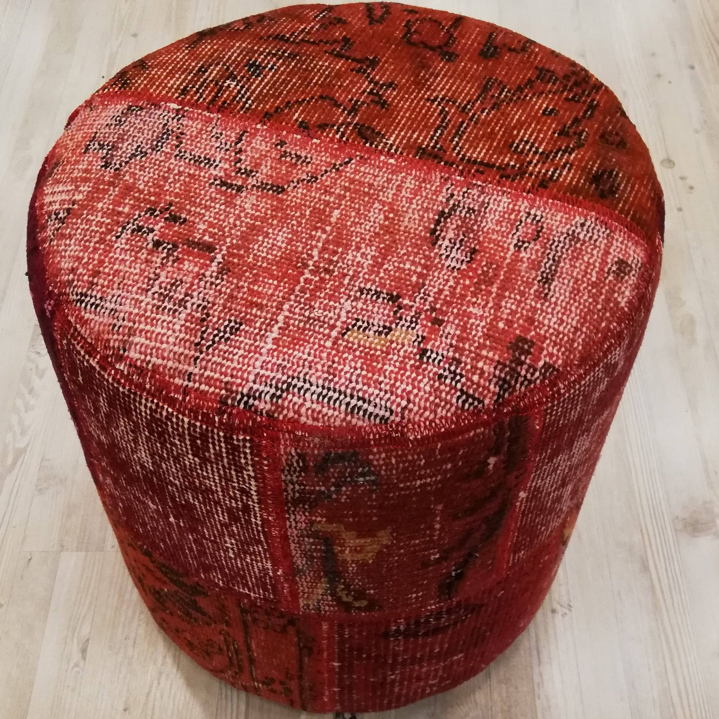 Anatolian Patchwork Style Pouf Pof-Red101 -  Poufs | البوف الأناضول بالنمط المرقع - ebarza Furniture UAE | Shop Modern Furniture in Abu Dhabi & Dubai - مفروشات ايبازرا في الامارات | تسوق اثاث عصري وديكورات مميزة في دبي وابوظبي