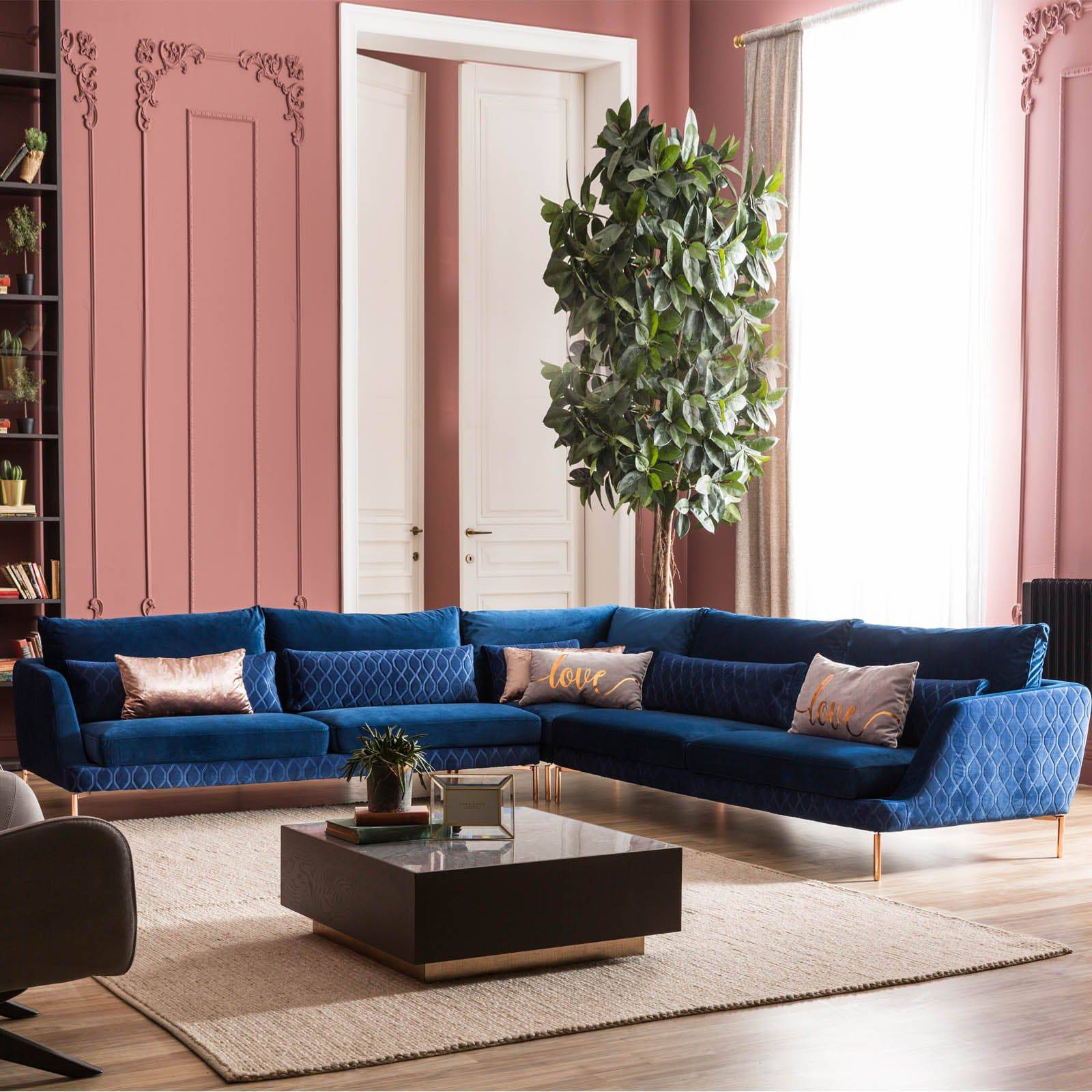 Anzio Corner  Sofa Set Anzeo028 Captown C-45 -  Sofas - ebarza Furniture UAE | Shop Modern Furniture in Abu Dhabi & Dubai - مفروشات ايبازرا في الامارات | تسوق اثاث عصري وديكورات مميزة في دبي وابوظبي