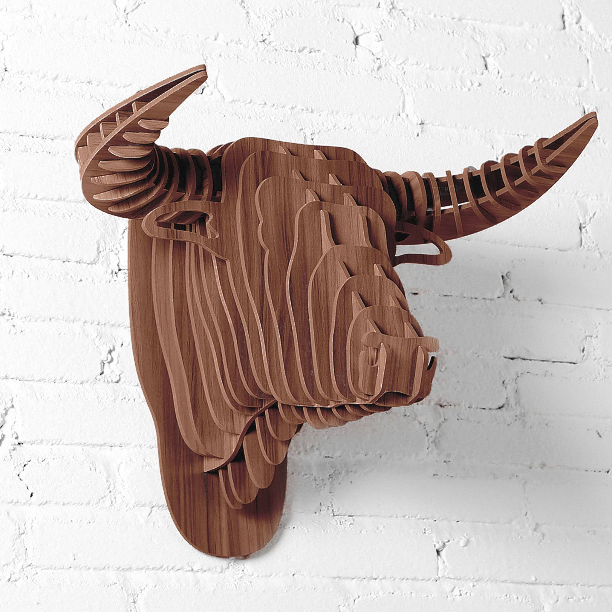 Art Home Bull Wall Decoration Wood Crafts (Medium) Wdp014Mw -  Shelves | زخرفة الجدار مصنوعات خشبية - ebarza Furniture UAE | Shop Modern Furniture in Abu Dhabi & Dubai - مفروشات ايبازرا في الامارات | تسوق اثاث عصري وديكورات مميزة في دبي وابوظبي