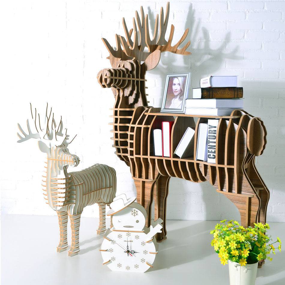 Art Home Deer Decoration Shelving Wood Crafts Tp001Mn -  Shelves | فن تزيين المنزل رفوف الحرف الخشبية - ebarza Furniture UAE | Shop Modern Furniture in Abu Dhabi & Dubai - مفروشات ايبازرا في الامارات | تسوق اثاث عصري وديكورات مميزة في دبي وابوظبي