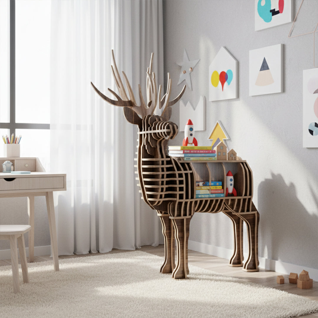 Art Home Deer Decoration Shelving Wood Crafts Tp001Mw -  Shelves - ebarza Furniture UAE | Shop Modern Furniture in Abu Dhabi & Dubai - مفروشات ايبازرا في الامارات | تسوق اثاث عصري وديكورات مميزة في دبي وابوظبي