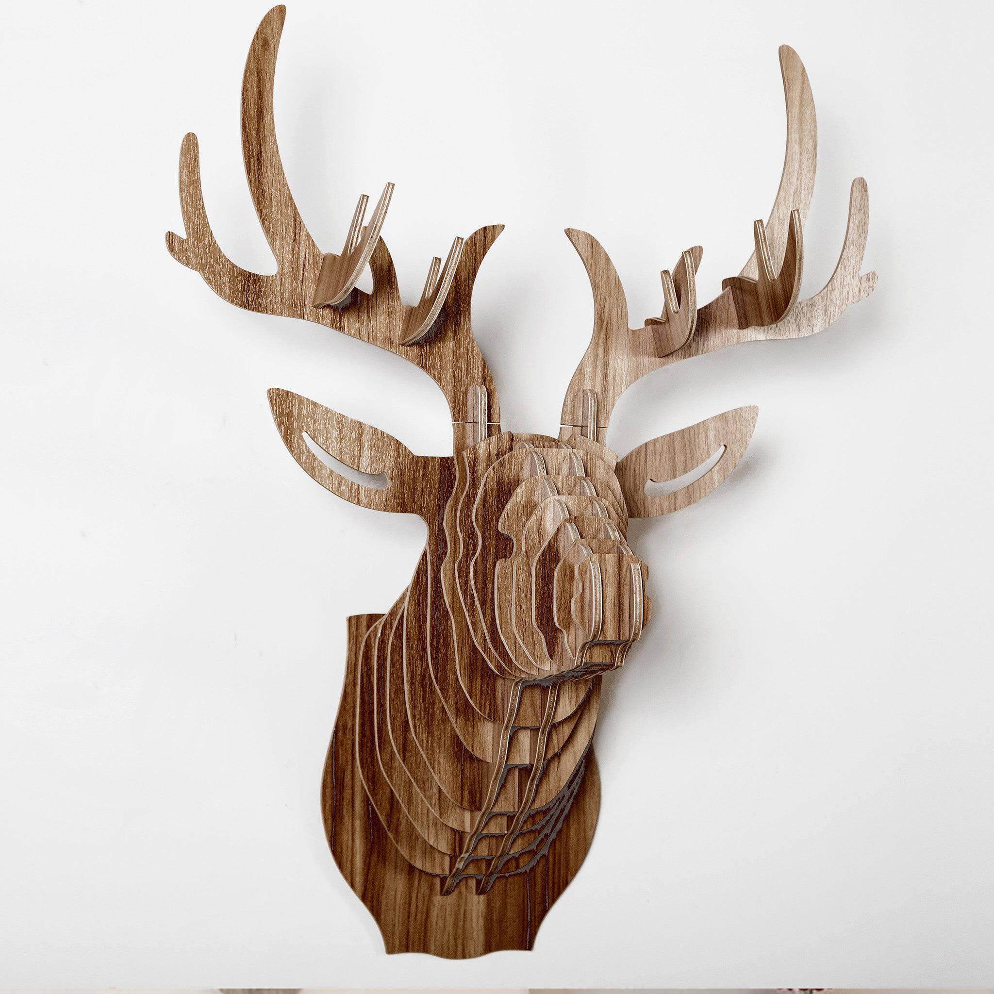 Art Home Deer Wall Decoration Wood Crafts (Large) Wdp001Lw -  Shelves | زخرفة الجدار مصنوعات خشبية - ebarza Furniture UAE | Shop Modern Furniture in Abu Dhabi & Dubai - مفروشات ايبازرا في الامارات | تسوق اثاث عصري وديكورات مميزة في دبي وابوظبي