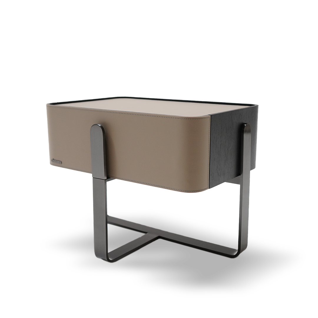 AS IS - Saddle Leather Bedside Table JK-E18 -  DISPLAY ITEM - ebarza Furniture UAE | Shop Modern Furniture in Abu Dhabi & Dubai - مفروشات ايبازرا في الامارات | تسوق اثاث عصري وديكورات مميزة في دبي وابوظبي