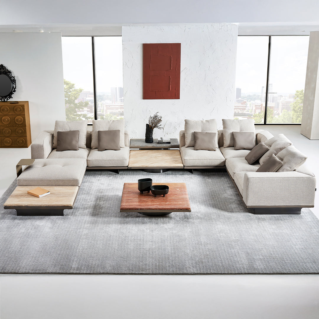 Pre-order 25 Days Delivery  Avenor Beige Travertine Coffee Table B-SF091-Beige -  Coffee Tables - ebarza Furniture UAE | Shop Modern Furniture in Abu Dhabi & Dubai - مفروشات ايبازرا في الامارات | تسوق اثاث عصري وديكورات مميزة في دبي وابوظبي