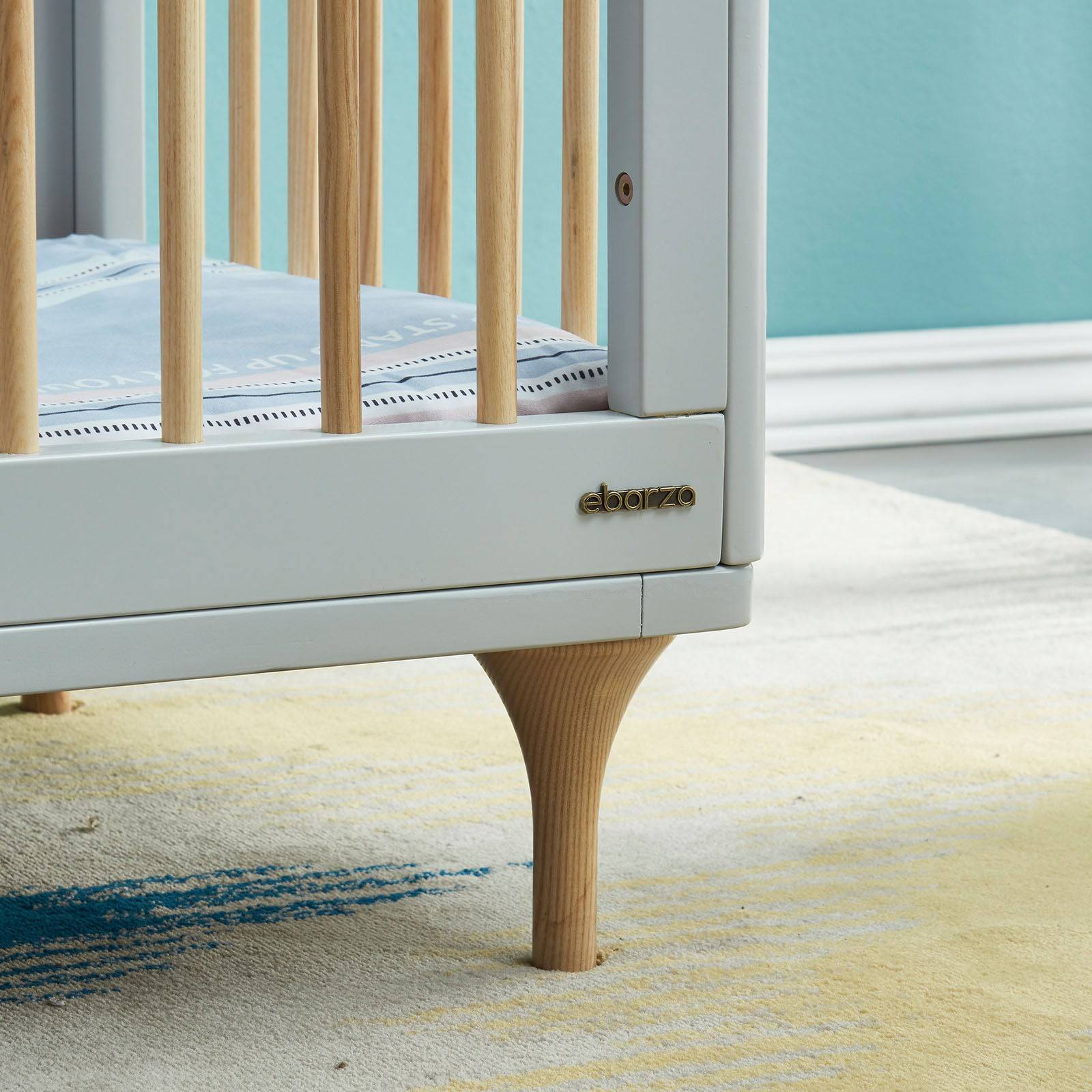 Baby Crib Et-Y003-Wh+Nat -  Cribs | سرير الطفل - ebarza Furniture UAE | Shop Modern Furniture in Abu Dhabi & Dubai - مفروشات ايبازرا في الامارات | تسوق اثاث عصري وديكورات مميزة في دبي وابوظبي