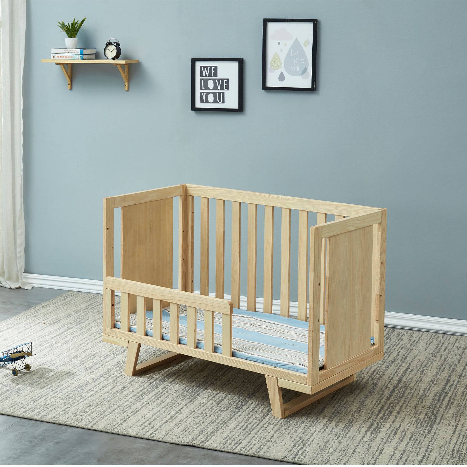 Baby/Toddler Bed With 3 Levels Solid Wood Bed Et-Y002 -  Cribs | سرير رضيع / طفل بسرير 3 مستويات من الخشب الصلب - ebarza Furniture UAE | Shop Modern Furniture in Abu Dhabi & Dubai - مفروشات ايبازرا في الامارات | تسوق اثاث عصري وديكورات مميزة في دبي وابوظبي