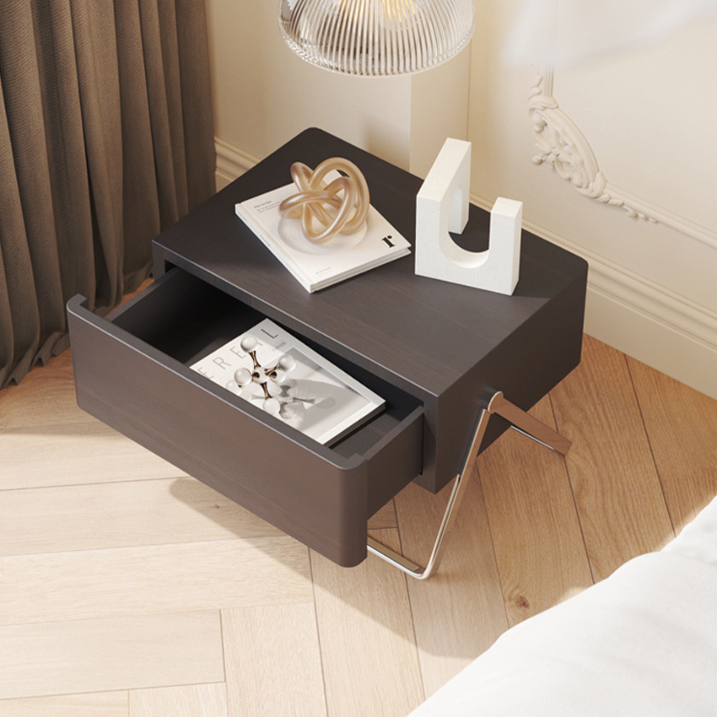 Basket Dark Walnut Bed Side Table MLL-T71 -  Side Tables - ebarza Furniture UAE | Shop Modern Furniture in Abu Dhabi & Dubai - مفروشات ايبازرا في الامارات | تسوق اثاث عصري وديكورات مميزة في دبي وابوظبي