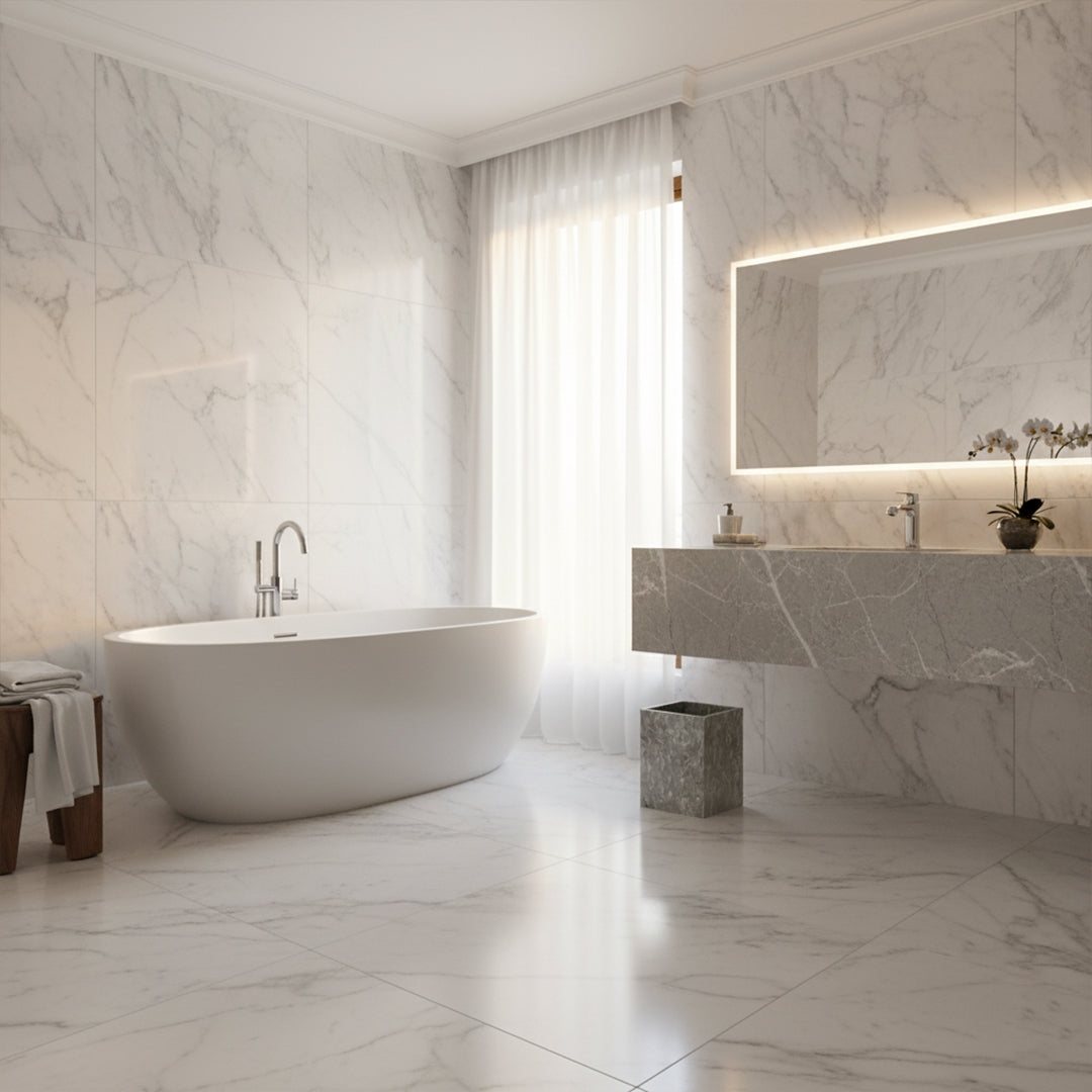 Bawang Flower Marble Garbage Bin SBK892-8 -  Bathroom Accessories - ebarza Furniture UAE | Shop Modern Furniture in Abu Dhabi & Dubai - مفروشات ايبازرا في الامارات | تسوق اثاث عصري وديكورات مميزة في دبي وابوظبي