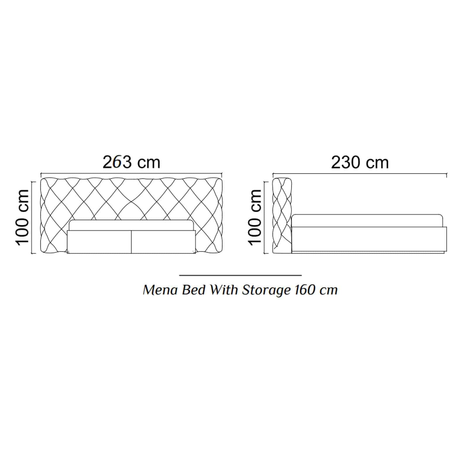 Bianca X King Bedstead With Storage( Meena Bed ) Biancax-Bed006 -  Bedsteads | بيانكا x سرير كينج مع تخزين - ebarza Furniture UAE | Shop Modern Furniture in Abu Dhabi & Dubai - مفروشات ايبازرا في الامارات | تسوق اثاث عصري وديكورات مميزة في دبي وابوظبي