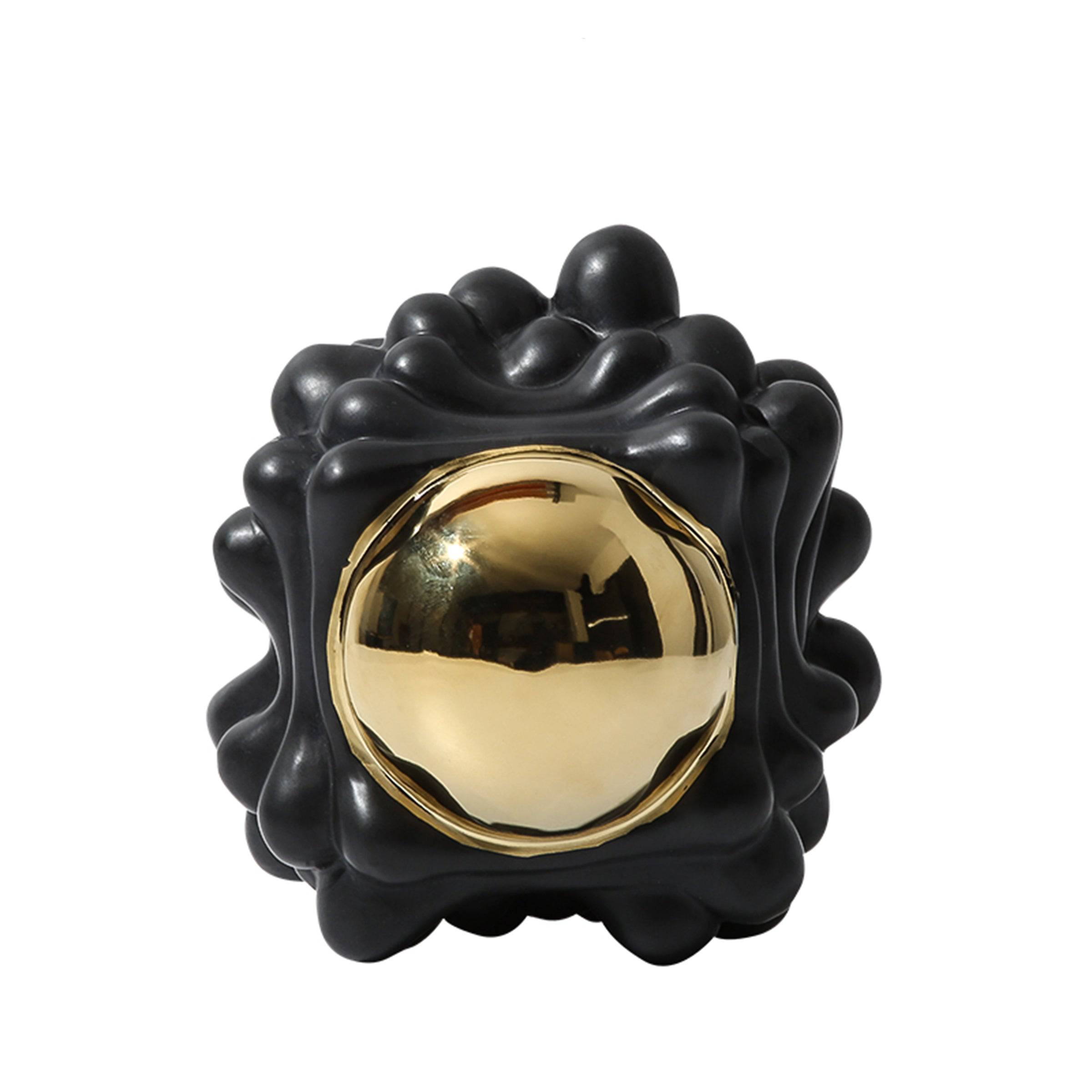 Black Corṛugated Ball -B Fa-D21070B -  Home Decor Figurines | ديكور كرة بيضاء مموجة - ebarza Furniture UAE | Shop Modern Furniture in Abu Dhabi & Dubai - مفروشات ايبازرا في الامارات | تسوق اثاث عصري وديكورات مميزة في دبي وابوظبي