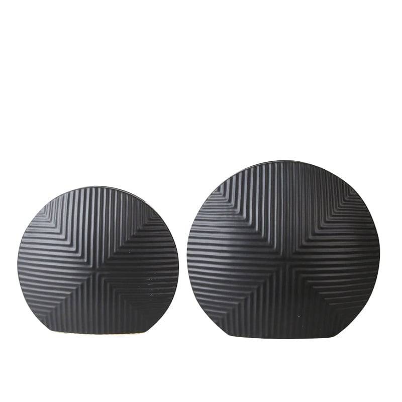 Black Geometric Ceramic Vase-A Fa-D2015A -  Vases - ebarza Furniture UAE | Shop Modern Furniture in Abu Dhabi & Dubai - مفروشات ايبازرا في الامارات | تسوق اثاث عصري وديكورات مميزة في دبي وابوظبي