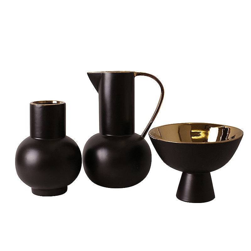 Black Gold Bowl Fa-D2084C -  Bowls - ebarza Furniture UAE | Shop Modern Furniture in Abu Dhabi & Dubai - مفروشات ايبازرا في الامارات | تسوق اثاث عصري وديكورات مميزة في دبي وابوظبي