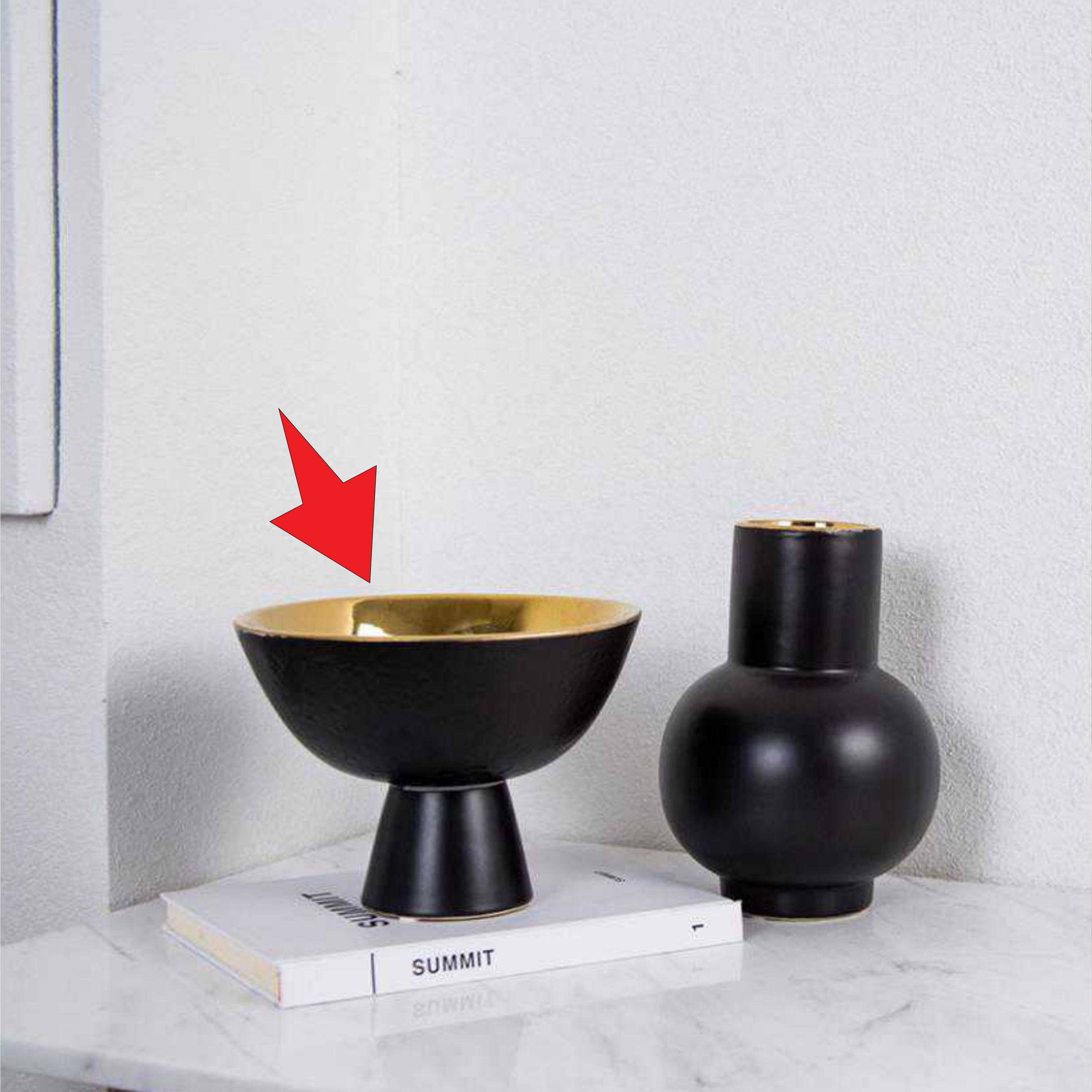 Black Gold Bowl Fa-D2084C -  Bowls - ebarza Furniture UAE | Shop Modern Furniture in Abu Dhabi & Dubai - مفروشات ايبازرا في الامارات | تسوق اثاث عصري وديكورات مميزة في دبي وابوظبي