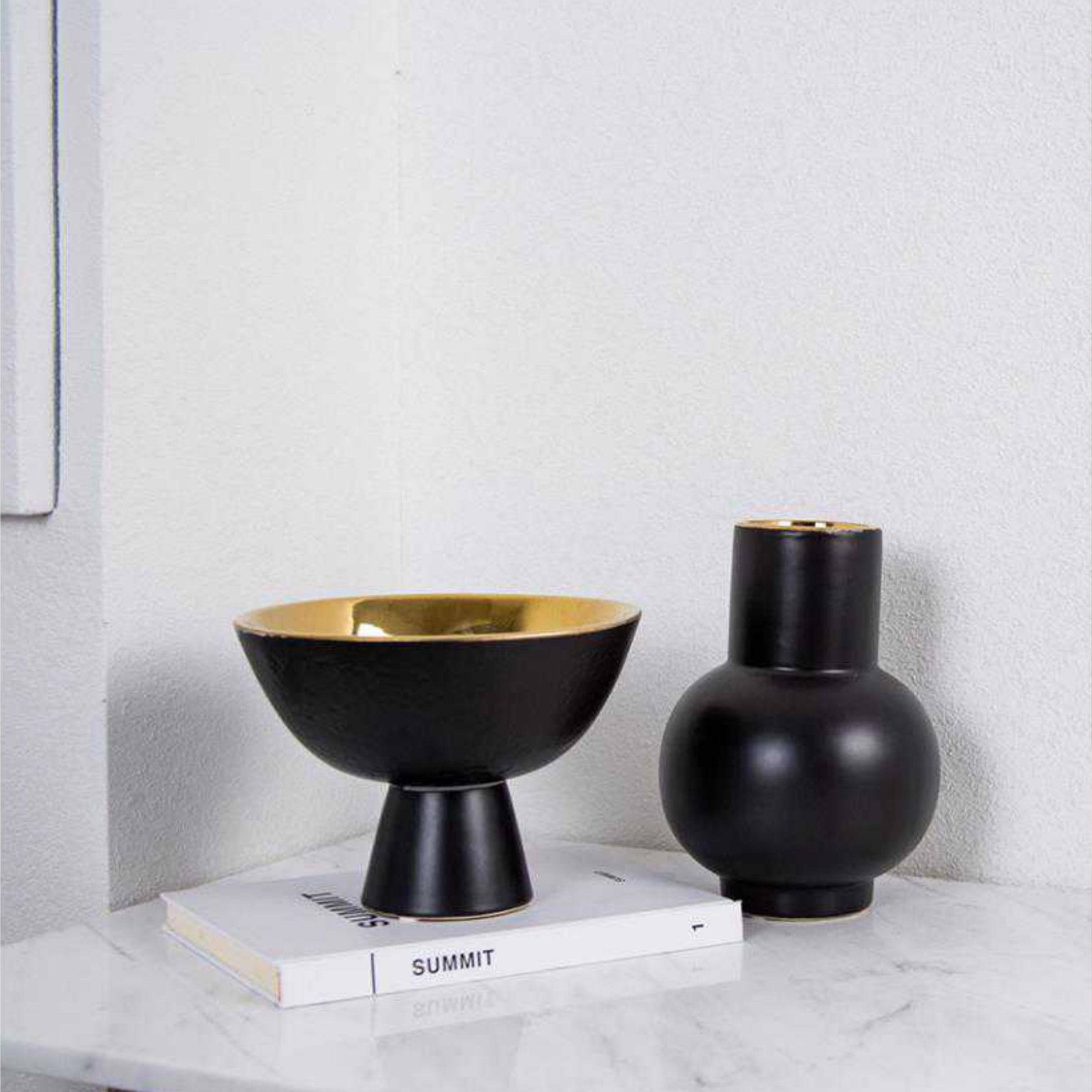 Black Gold Bowl Fa-D2084C -  Bowls - ebarza Furniture UAE | Shop Modern Furniture in Abu Dhabi & Dubai - مفروشات ايبازرا في الامارات | تسوق اثاث عصري وديكورات مميزة في دبي وابوظبي