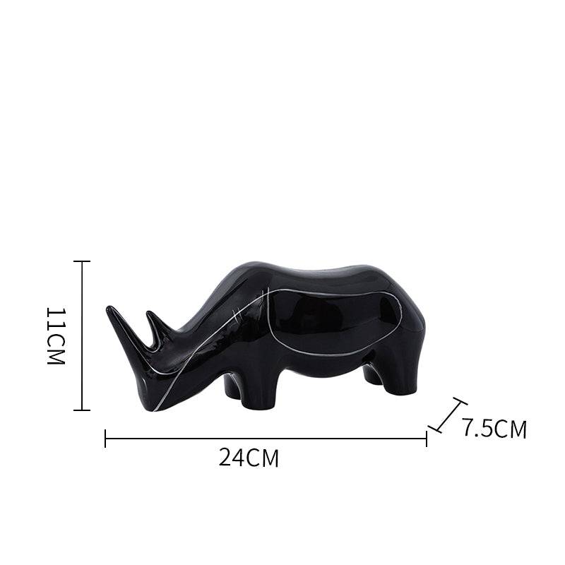 Black Hand Painted Rhino Ornament-A Fa-D21084A -  Home Decor Figurines | ديكور وحيد القرن مرسومة باليد باللون الأسود - ebarza Furniture UAE | Shop Modern Furniture in Abu Dhabi & Dubai - مفروشات ايبازرا في الامارات | تسوق اثاث عصري وديكورات مميزة في دبي وابوظبي