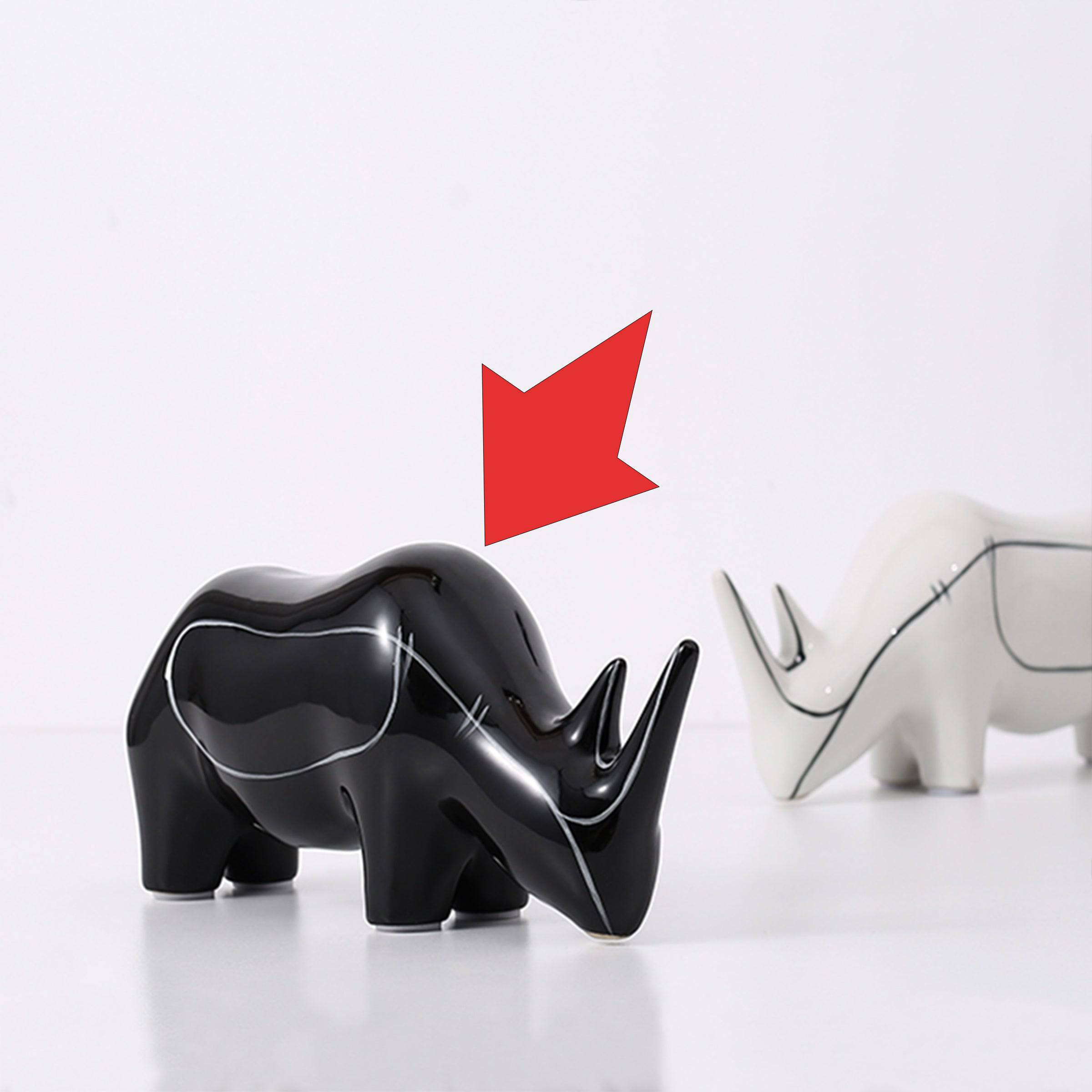 Black Hand Painted Rhino Ornament-A Fa-D21084A -  Home Decor Figurines | ديكور وحيد القرن مرسومة باليد باللون الأسود - ebarza Furniture UAE | Shop Modern Furniture in Abu Dhabi & Dubai - مفروشات ايبازرا في الامارات | تسوق اثاث عصري وديكورات مميزة في دبي وابوظبي