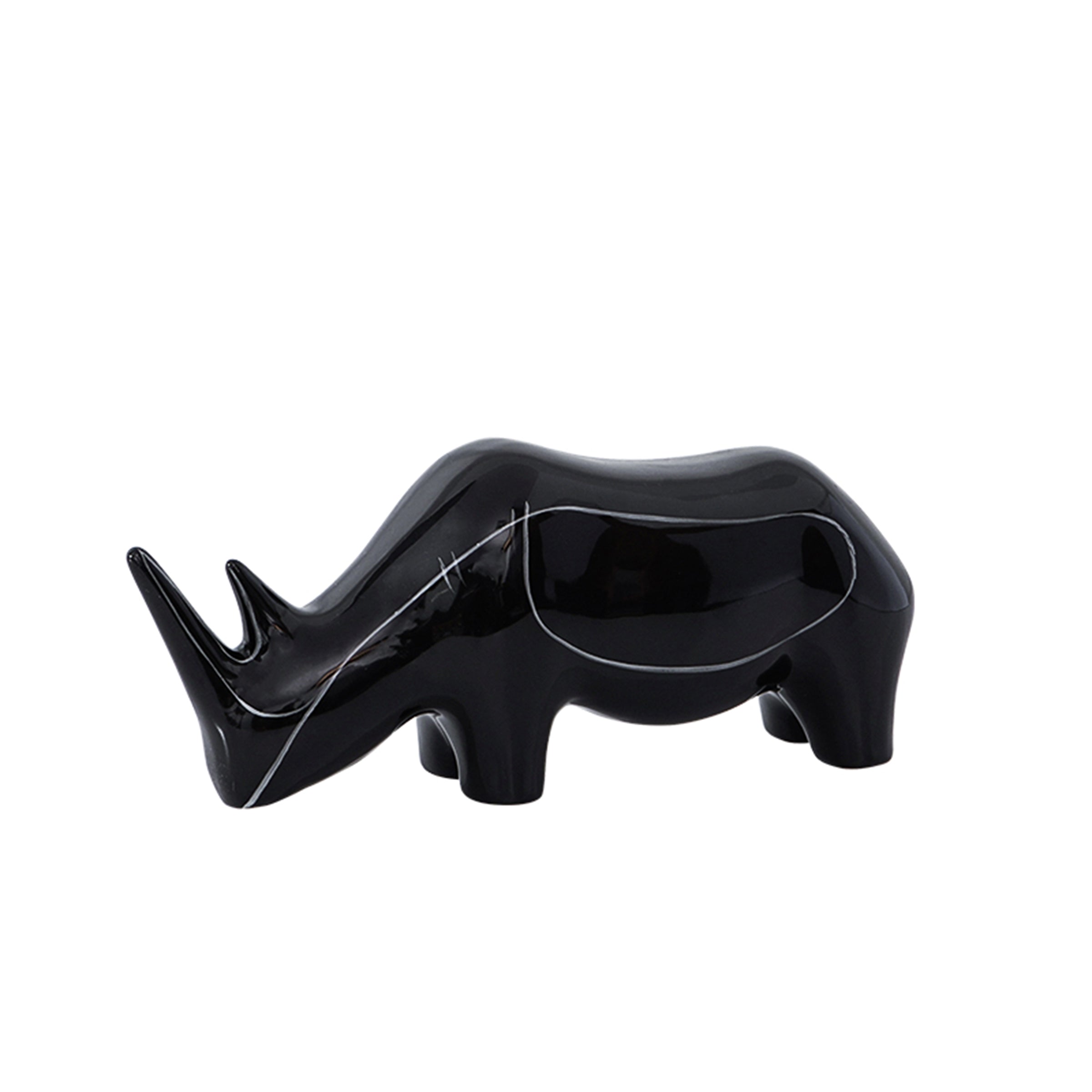 Black Hand Painted Rhino Ornament-A Fa-D21084A -  Home Decor Figurines | ديكور وحيد القرن مرسومة باليد باللون الأسود - ebarza Furniture UAE | Shop Modern Furniture in Abu Dhabi & Dubai - مفروشات ايبازرا في الامارات | تسوق اثاث عصري وديكورات مميزة في دبي وابوظبي