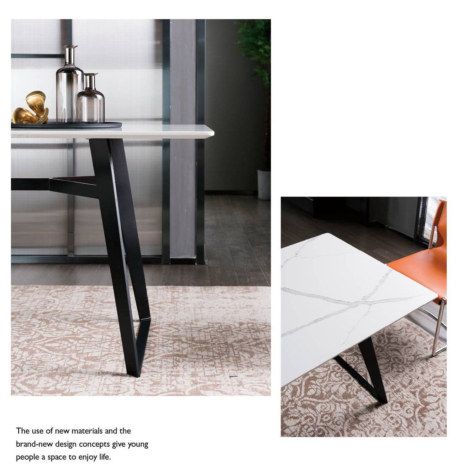 Black Jack Quartz Dinning Table  Dt001 -  Dining Tables - ebarza Furniture UAE | Shop Modern Furniture in Abu Dhabi & Dubai - مفروشات ايبازرا في الامارات | تسوق اثاث عصري وديكورات مميزة في دبي وابوظبي