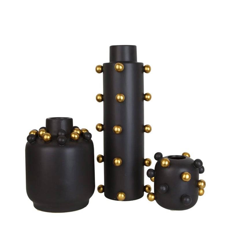 Black + Little Golden Balls Vase C Fa-D1910C -  Vases - ebarza Furniture UAE | Shop Modern Furniture in Abu Dhabi & Dubai - مفروشات ايبازرا في الامارات | تسوق اثاث عصري وديكورات مميزة في دبي وابوظبي