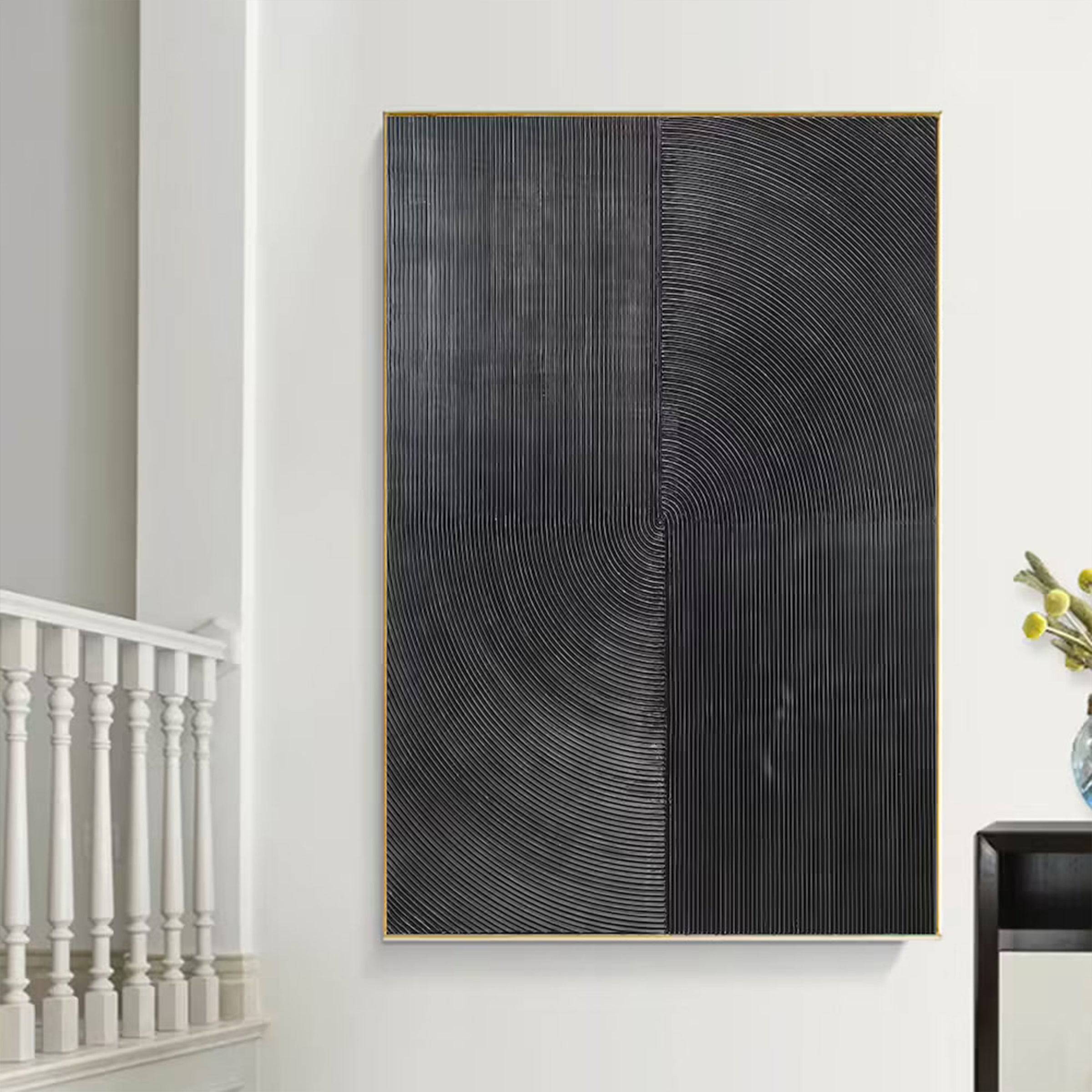 Pre Order 15 Days Delivery Black Loop Hand Painted Art Painting With Gold Frame 200X120 Cm Soaap0103 -  Paintings | الطلب المسبق 75 يومًا للتسليم - لوحة فنية مرسومة يدويًا بإطار أسود 200*120 سم - ebarza Furniture UAE | Shop Modern Furniture in Abu Dhabi & Dubai - مفروشات ايبازرا في الامارات | تسوق اثاث عصري وديكورات مميزة في دبي وابوظبي