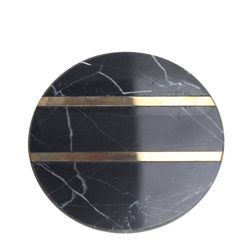 Black Marble Coaster Circular Fb-T1923A -  Coasters - ebarza Furniture UAE | Shop Modern Furniture in Abu Dhabi & Dubai - مفروشات ايبازرا في الامارات | تسوق اثاث عصري وديكورات مميزة في دبي وابوظبي