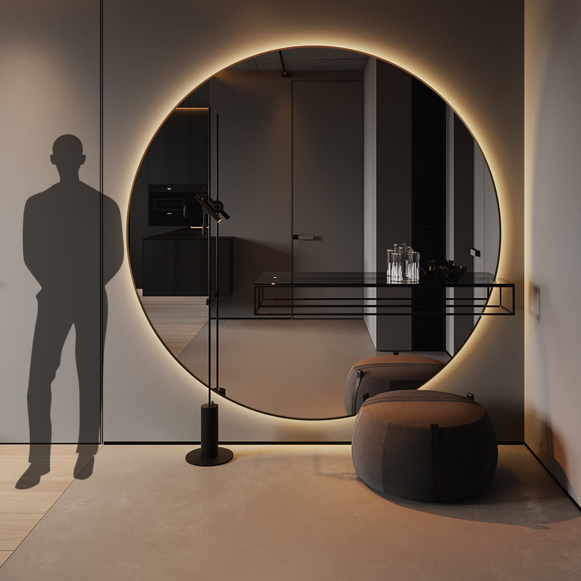 Black Mirror SS Frame + LED  OA-9356 -  Mirrors - ebarza Furniture UAE | Shop Modern Furniture in Abu Dhabi & Dubai - مفروشات ايبازرا في الامارات | تسوق اثاث عصري وديكورات مميزة في دبي وابوظبي