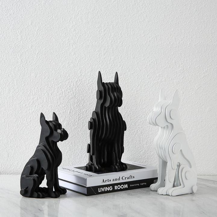 Black Resin Abstract Dog Sculpture - Small Fc-Sz2132B -  Home Decor Figurines | تمثال كلب تجريدي من الراتنج الأسود - صغير - ebarza Furniture UAE | Shop Modern Furniture in Abu Dhabi & Dubai - مفروشات ايبازرا في الامارات | تسوق اثاث عصري وديكورات مميزة في دبي وابوظبي