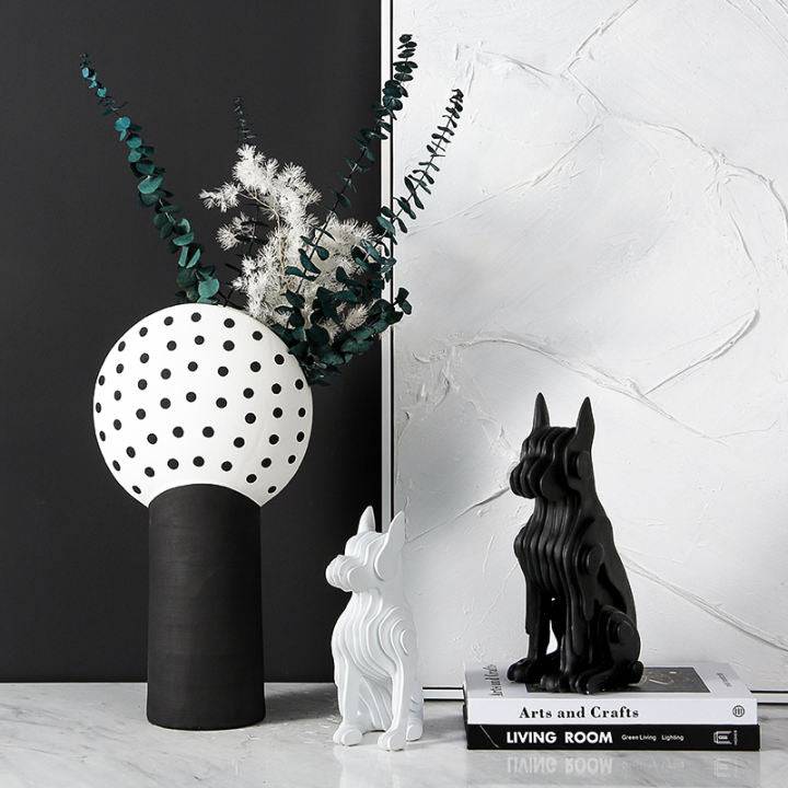 Black Resin Abstract Dog Sculpture - Small Fc-Sz2132B -  Home Decor Figurines | تمثال كلب تجريدي من الراتنج الأسود - صغير - ebarza Furniture UAE | Shop Modern Furniture in Abu Dhabi & Dubai - مفروشات ايبازرا في الامارات | تسوق اثاث عصري وديكورات مميزة في دبي وابوظبي