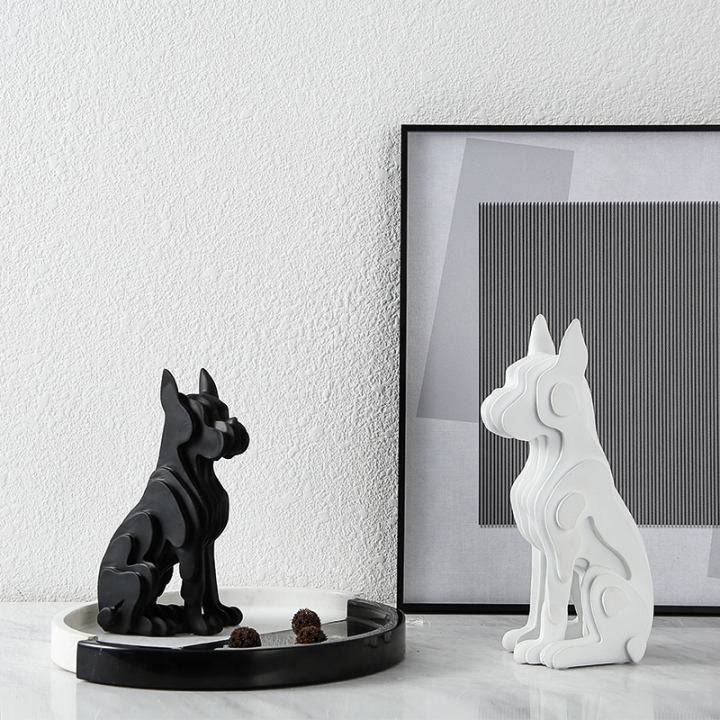 Black Resin Abstract Dog Sculpture - Small Fc-Sz2132B -  Home Decor Figurines | تمثال كلب تجريدي من الراتنج الأسود - صغير - ebarza Furniture UAE | Shop Modern Furniture in Abu Dhabi & Dubai - مفروشات ايبازرا في الامارات | تسوق اثاث عصري وديكورات مميزة في دبي وابوظبي