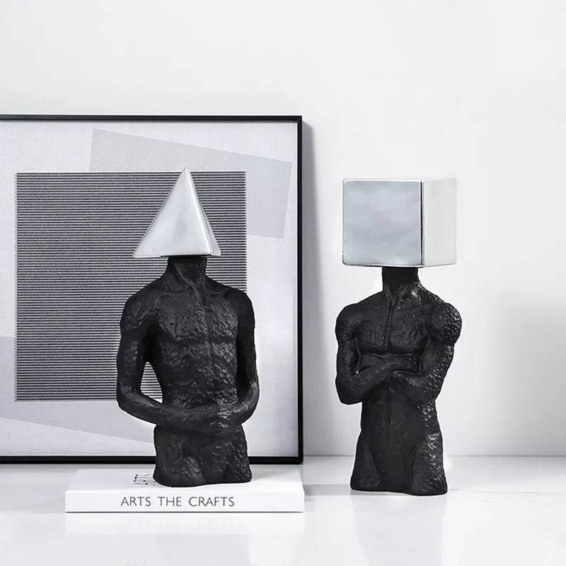 Black & Silver Resin Figurative Sculpture - Cube Fc-Sz2193B -  Home Decor Figurines | نحت تصويري من الراتنج الأسود والفضي - مكعب - ebarza Furniture UAE | Shop Modern Furniture in Abu Dhabi & Dubai - مفروشات ايبازرا في الامارات | تسوق اثاث عصري وديكورات مميزة في دبي وابوظبي