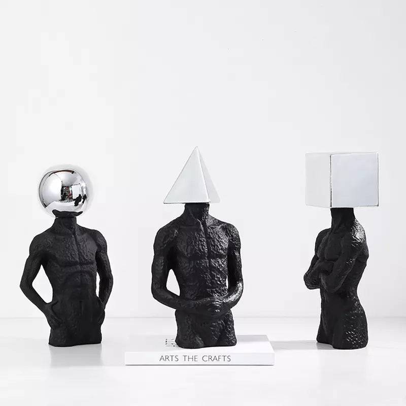 Black & Silver Resin Figurative Sculpture - Cube Fc-Sz2193B -  Home Decor Figurines | نحت تصويري من الراتنج الأسود والفضي - مكعب - ebarza Furniture UAE | Shop Modern Furniture in Abu Dhabi & Dubai - مفروشات ايبازرا في الامارات | تسوق اثاث عصري وديكورات مميزة في دبي وابوظبي