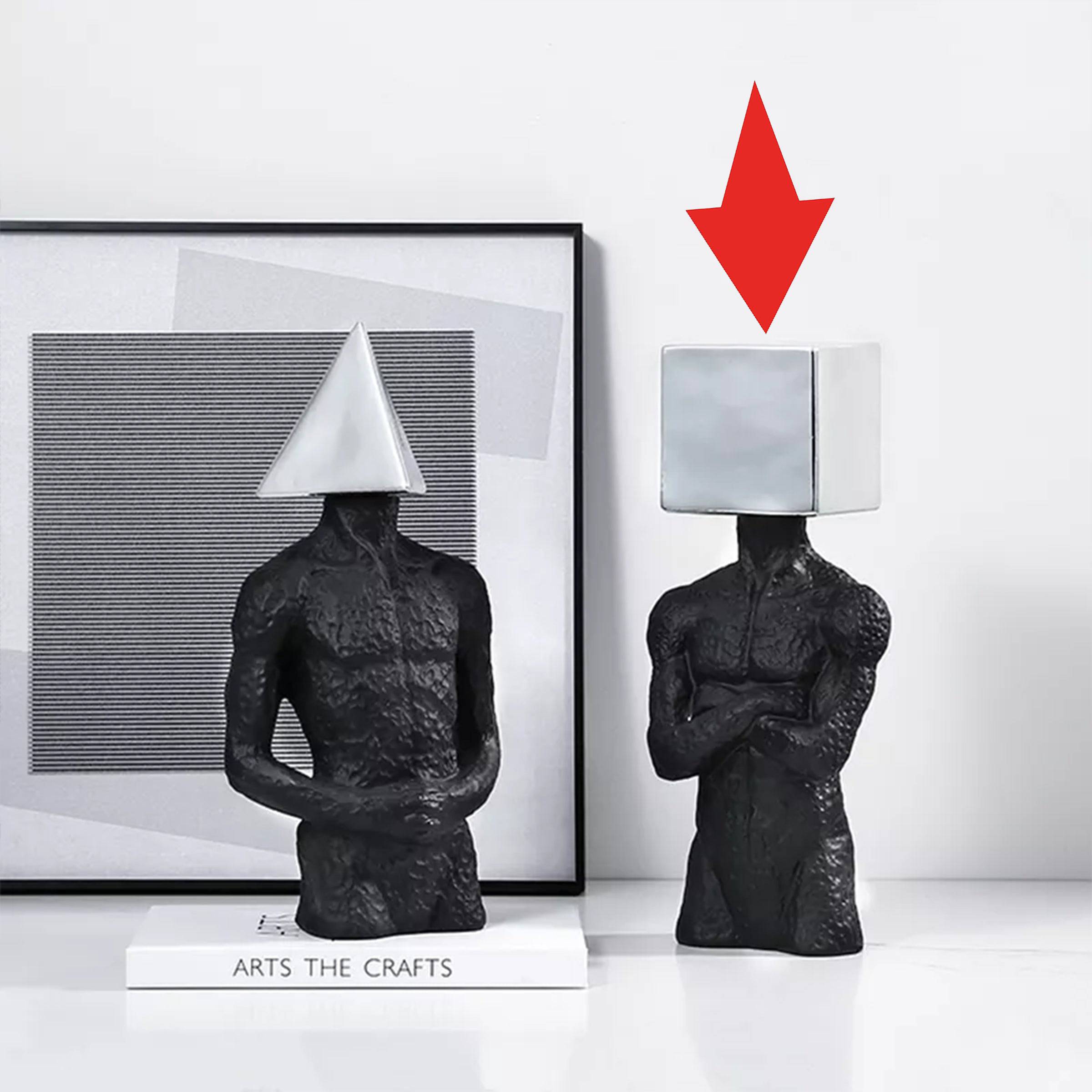 Black & Silver Resin Figurative Sculpture - Cube Fc-Sz2193B -  Home Decor Figurines | نحت تصويري من الراتنج الأسود والفضي - مكعب - ebarza Furniture UAE | Shop Modern Furniture in Abu Dhabi & Dubai - مفروشات ايبازرا في الامارات | تسوق اثاث عصري وديكورات مميزة في دبي وابوظبي