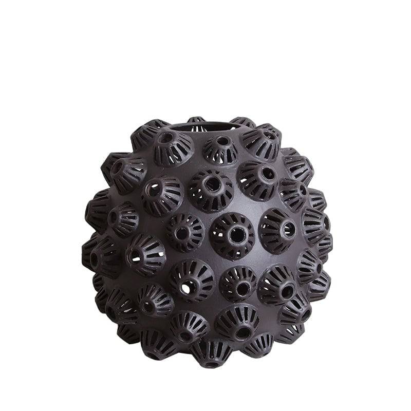 Black Urchin Vase Fa-D21007B -  Vases | مزهرية قنفذ سوداء - ebarza Furniture UAE | Shop Modern Furniture in Abu Dhabi & Dubai - مفروشات ايبازرا في الامارات | تسوق اثاث عصري وديكورات مميزة في دبي وابوظبي