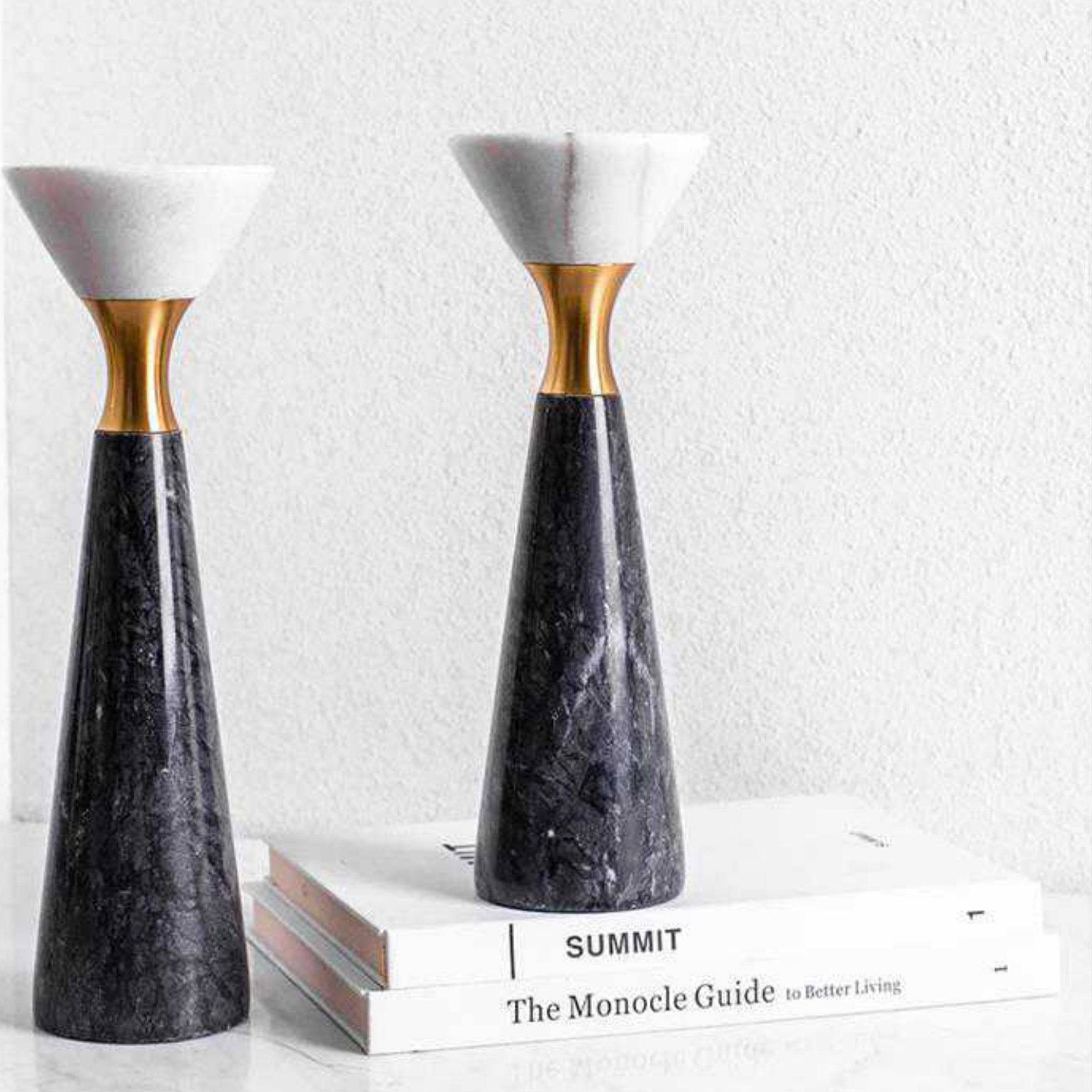 Black & White Candleholder-B Fb-T2009B -  Candle Holders | شمعدان أبيض وأسود - ebarza Furniture UAE | Shop Modern Furniture in Abu Dhabi & Dubai - مفروشات ايبازرا في الامارات | تسوق اثاث عصري وديكورات مميزة في دبي وابوظبي