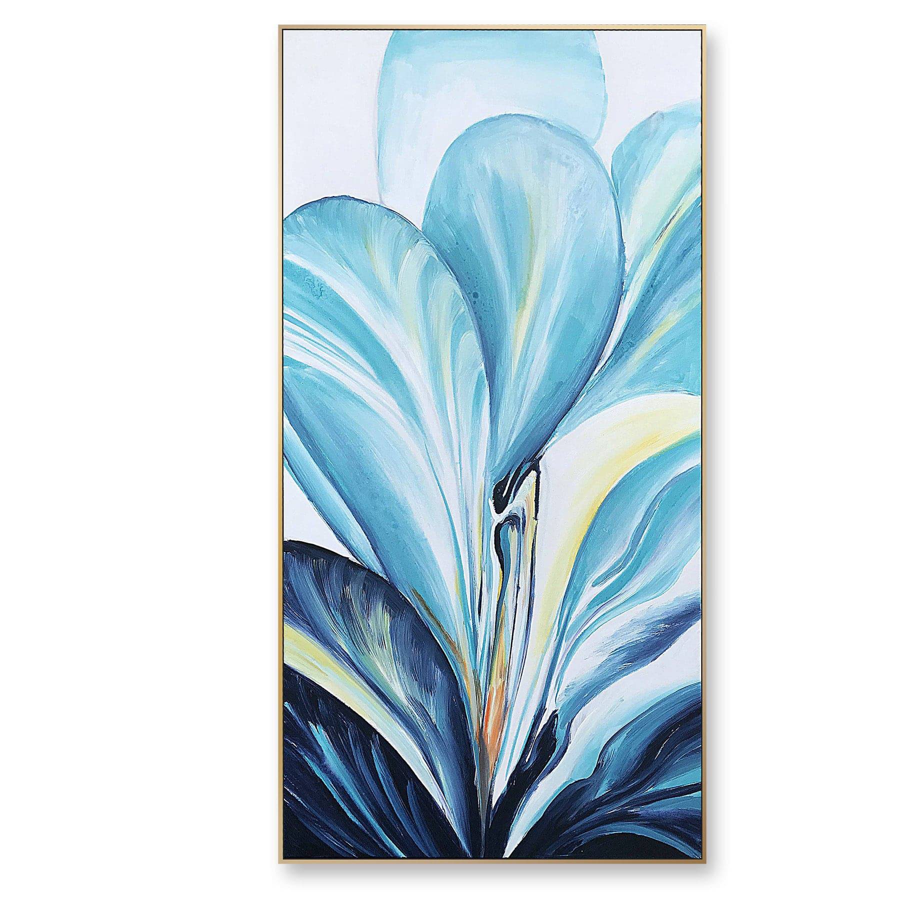 Blue Flower Hand Painted Art Painting With 160X80 Cm Frame Soaap0008 -  Paintings - ebarza Furniture UAE | Shop Modern Furniture in Abu Dhabi & Dubai - مفروشات ايبازرا في الامارات | تسوق اثاث عصري وديكورات مميزة في دبي وابوظبي