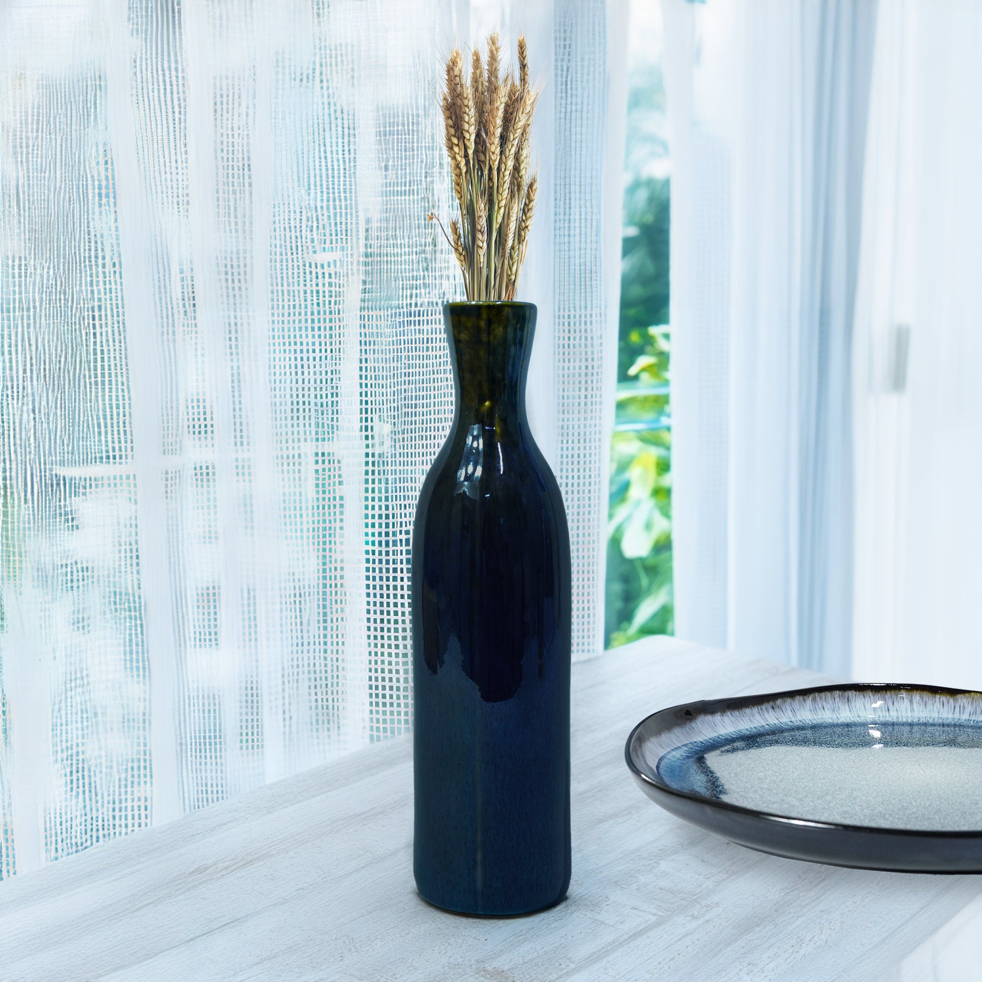 Blue VASE HZ4027 -  Vases - ebarza Furniture UAE | Shop Modern Furniture in Abu Dhabi & Dubai - مفروشات ايبازرا في الامارات | تسوق اثاث عصري وديكورات مميزة في دبي وابوظبي