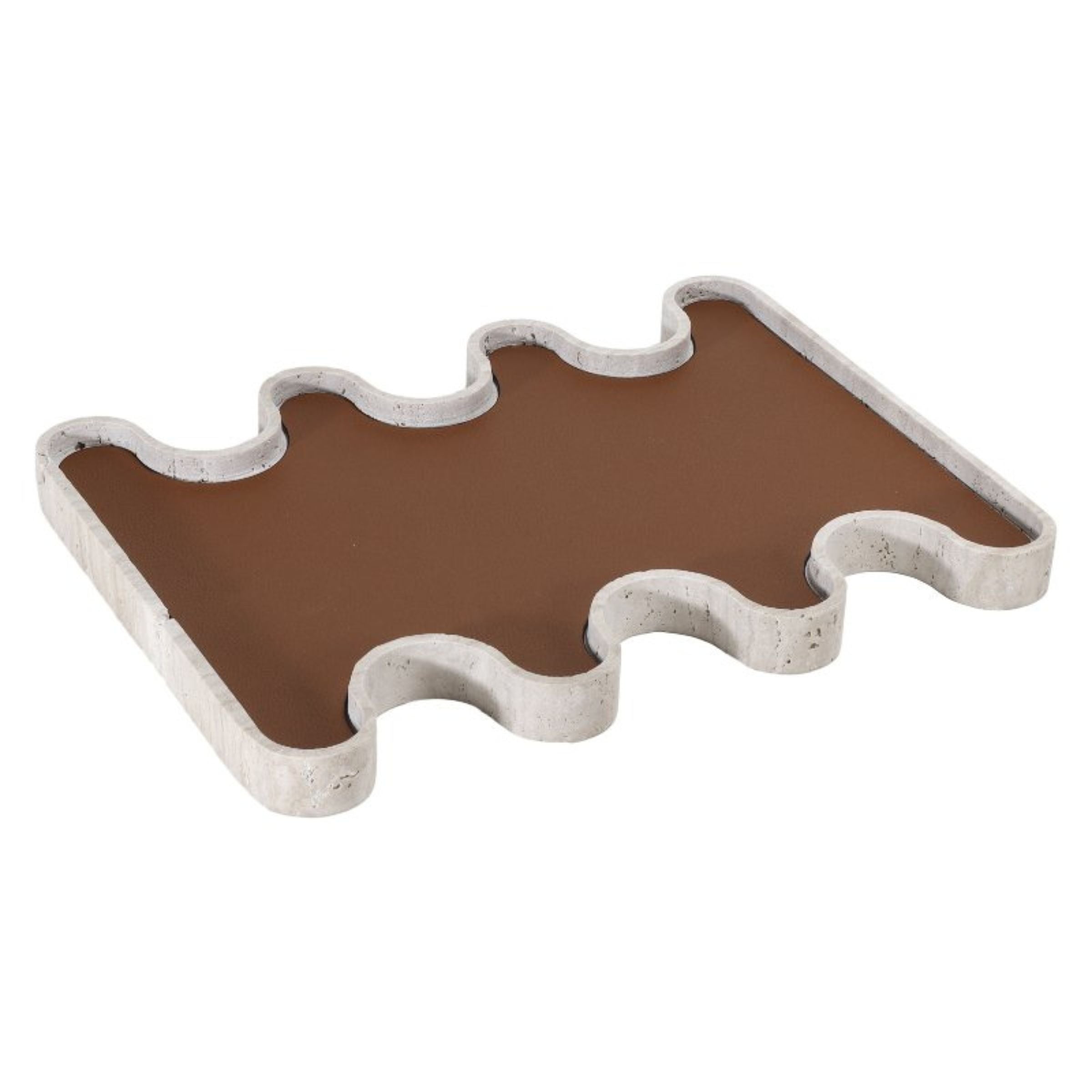 BROWN MARBLE LEATHER TRAY-L  G1000L -  Trays - ebarza Furniture UAE | Shop Modern Furniture in Abu Dhabi & Dubai - مفروشات ايبازرا في الامارات | تسوق اثاث عصري وديكورات مميزة في دبي وابوظبي