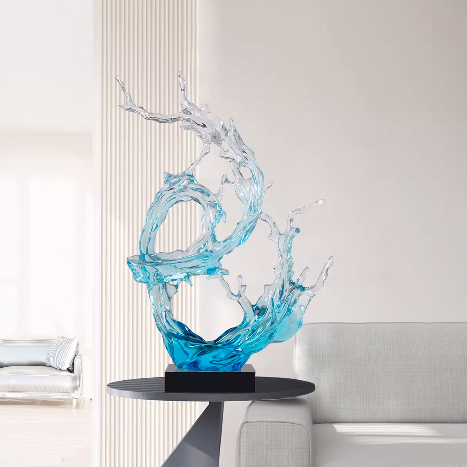 LIGHT BLUE  & CLEAR ABSTRACT SCULPTURE SH-S017 -  Home Decor Figurines - ebarza Furniture UAE | Shop Modern Furniture in Abu Dhabi & Dubai - مفروشات ايبازرا في الامارات | تسوق اثاث عصري وديكورات مميزة في دبي وابوظبي