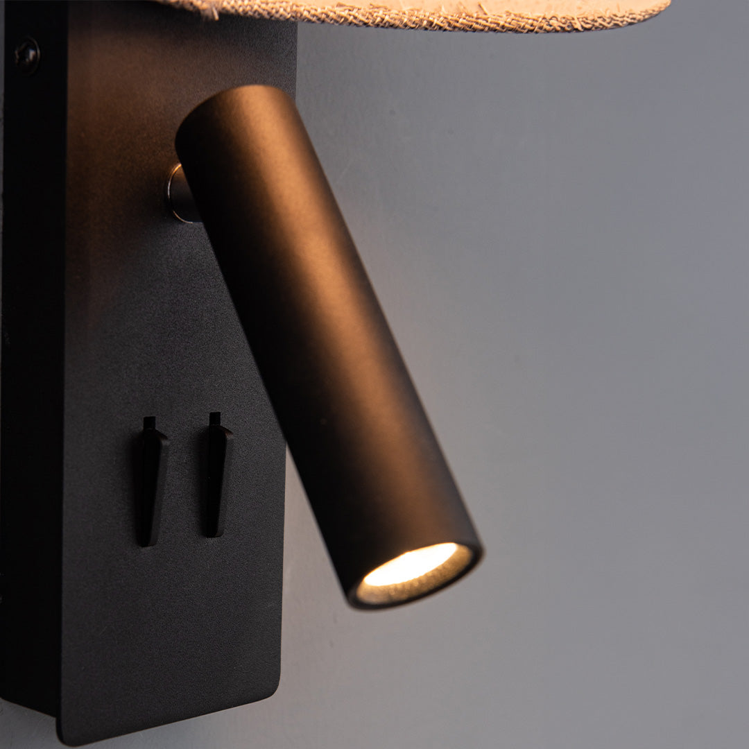 Pre-order 75 Days Delivery Calm Hotel Style Headboard/ Wall Reading Lamp  Black + Grey linen shade Calm-WL(B)-02F1 / Calm-WL(Ub)-02Fl -  Wall Lamps - ebarza Furniture UAE | Shop Modern Furniture in Abu Dhabi & Dubai - مفروشات ايبازرا في الامارات | تسوق اثاث عصري وديكورات مميزة في دبي وابوظبي