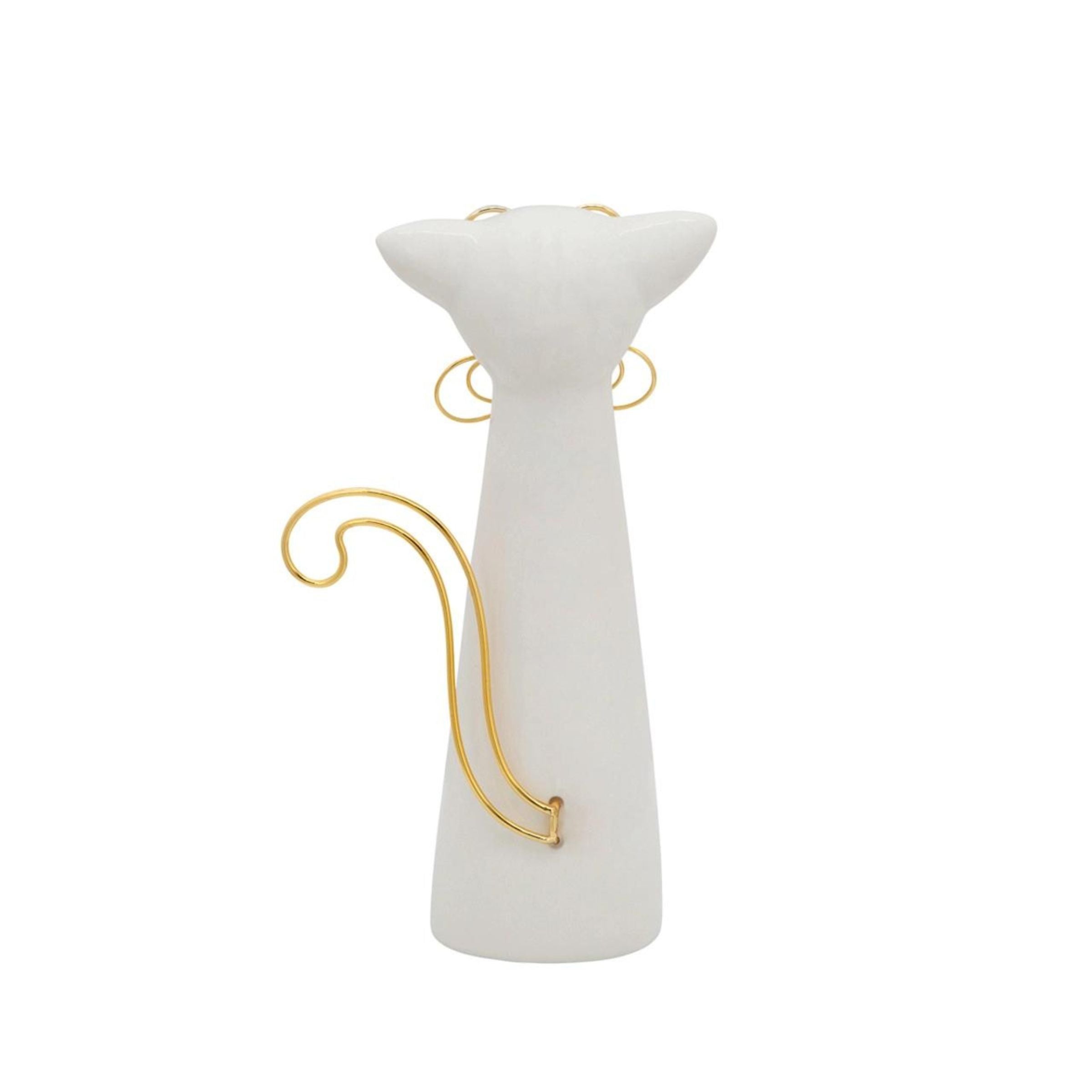 Cat With Glasses Décor 17  Cm - White 15832-01 -  Home Decor Figurines | قطة مع نظارة ديكور 17 سم - ابيض - ebarza Furniture UAE | Shop Modern Furniture in Abu Dhabi & Dubai - مفروشات ايبازرا في الامارات | تسوق اثاث عصري وديكورات مميزة في دبي وابوظبي