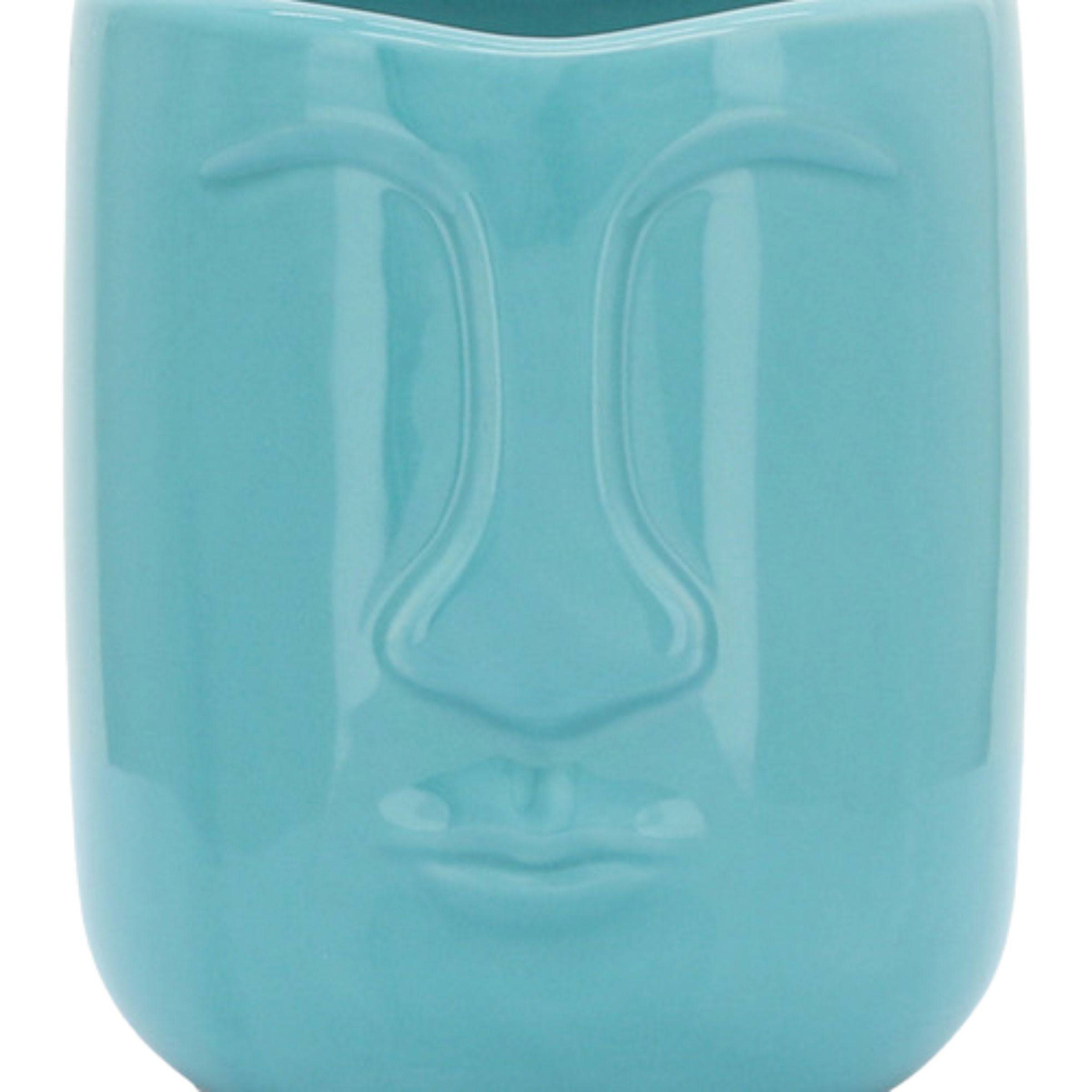 Ceramic Face Vase 15 Cm - Turquoise 15765-03 -  Planter Boxes | مزهرية سيراميك للوجه 15 سم - تركواز - ebarza Furniture UAE | Shop Modern Furniture in Abu Dhabi & Dubai - مفروشات ايبازرا في الامارات | تسوق اثاث عصري وديكورات مميزة في دبي وابوظبي