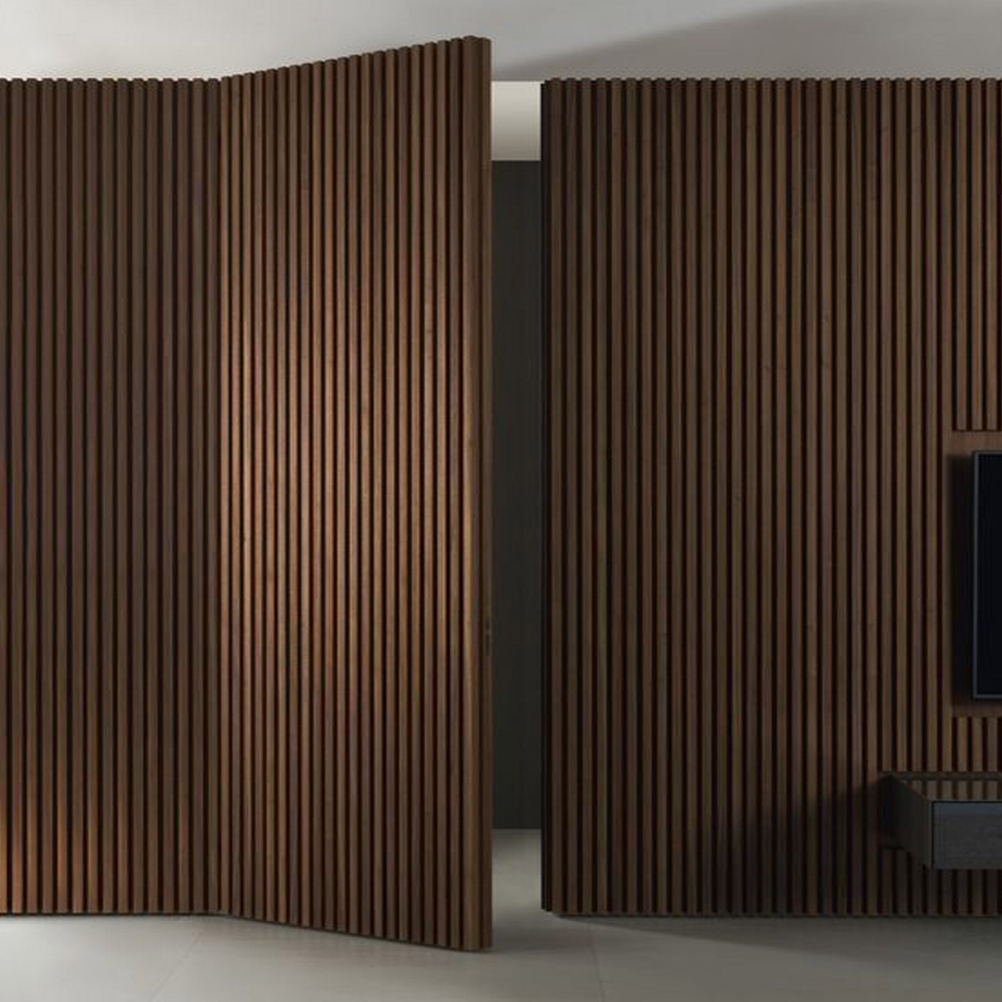 Slat Acoustic Panel 35-15mm Fire Retardant -Walnut -  Wall Panels | لوح صوتي 35-15 ملم مقاوم للحريق - جوز طبيعي - ebarza Furniture UAE | Shop Modern Furniture in Abu Dhabi & Dubai - مفروشات ايبازرا في الامارات | تسوق اثاث عصري وديكورات مميزة في دبي وابوظبي
