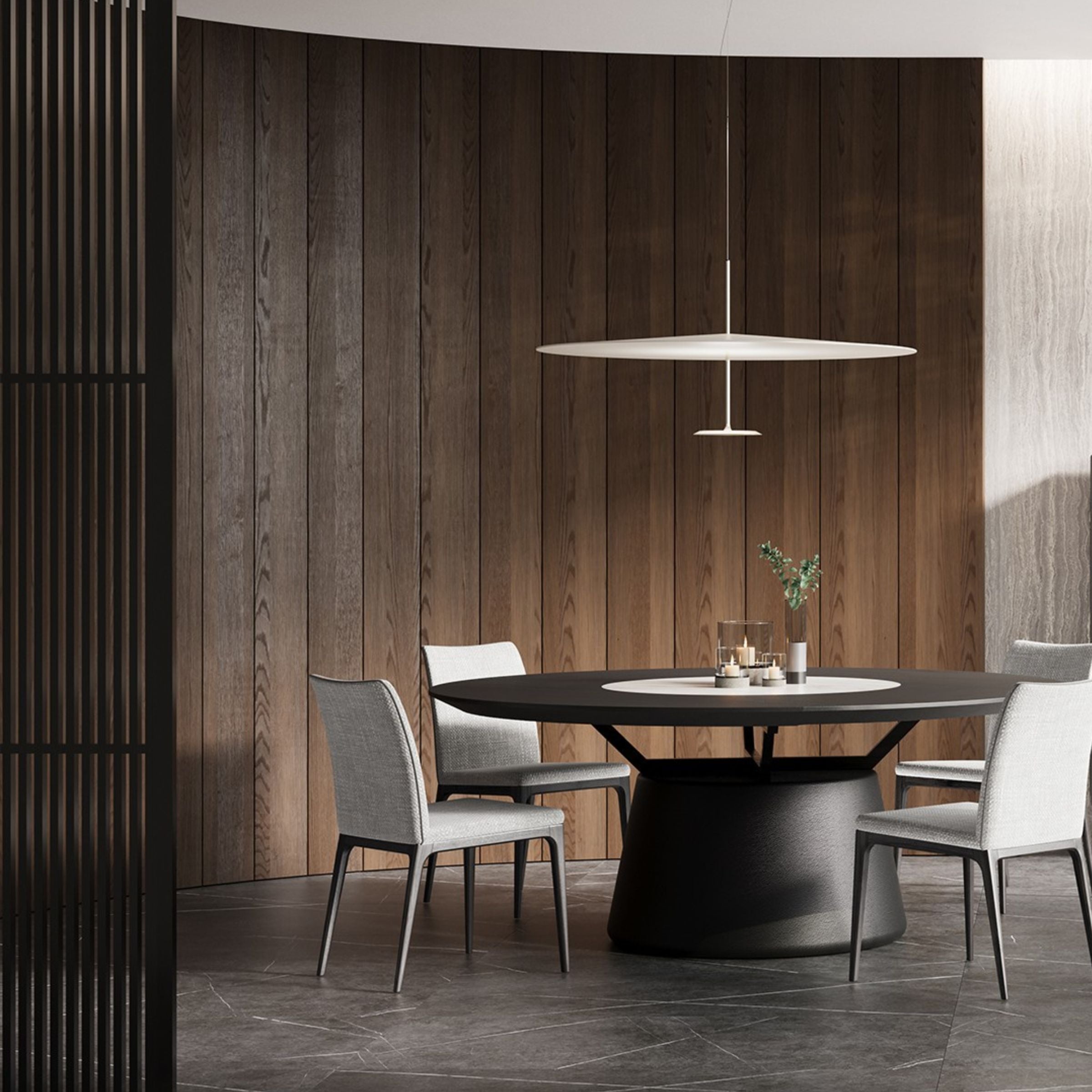 Collect Grey Round Dining Table 190cm YLCG-DTR190 -  Dining Tables - ebarza Furniture UAE | Shop Modern Furniture in Abu Dhabi & Dubai - مفروشات ايبازرا في الامارات | تسوق اثاث عصري وديكورات مميزة في دبي وابوظبي