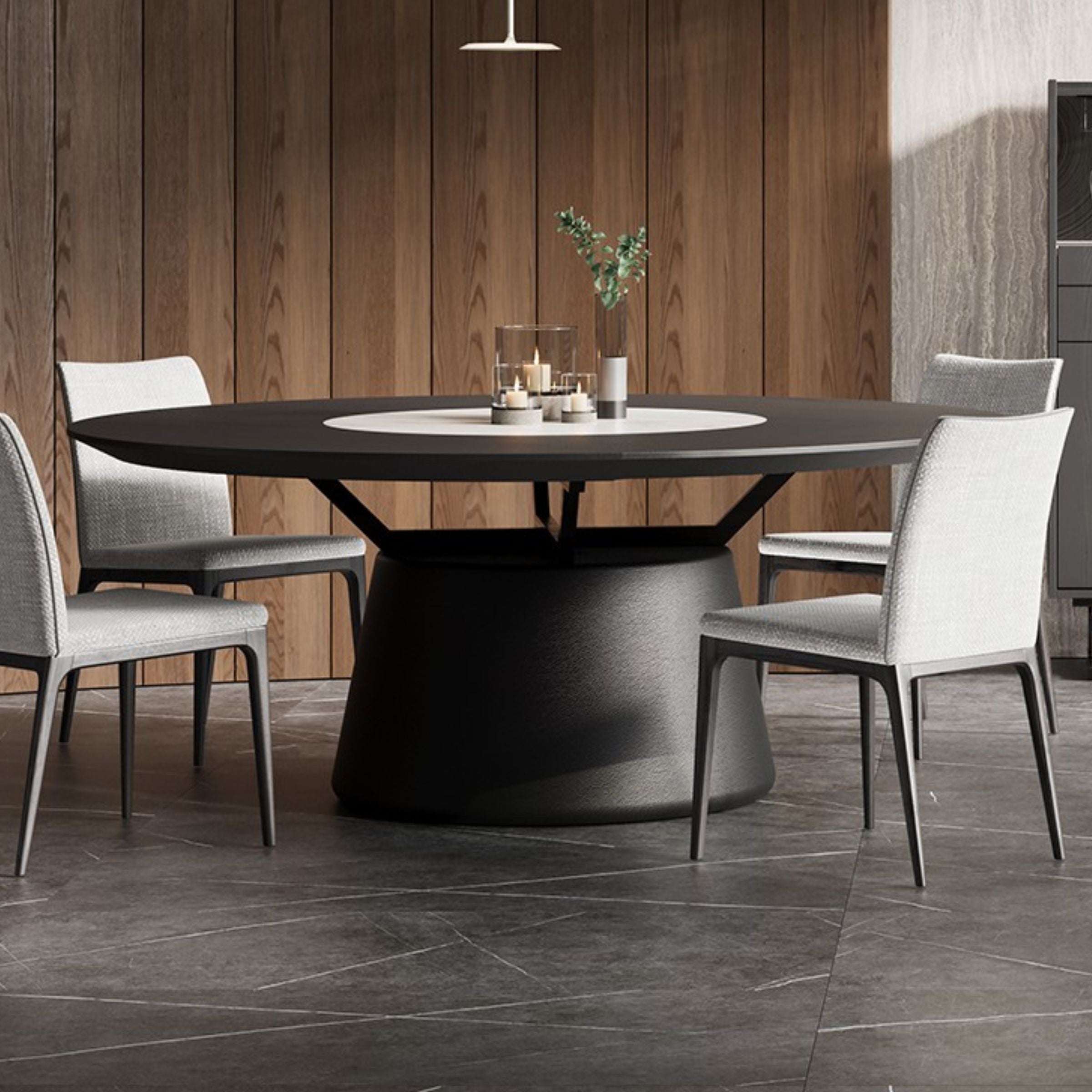 Collect Grey Round Dining Table 190cm YLCG-DTR190 -  Dining Tables - ebarza Furniture UAE | Shop Modern Furniture in Abu Dhabi & Dubai - مفروشات ايبازرا في الامارات | تسوق اثاث عصري وديكورات مميزة في دبي وابوظبي