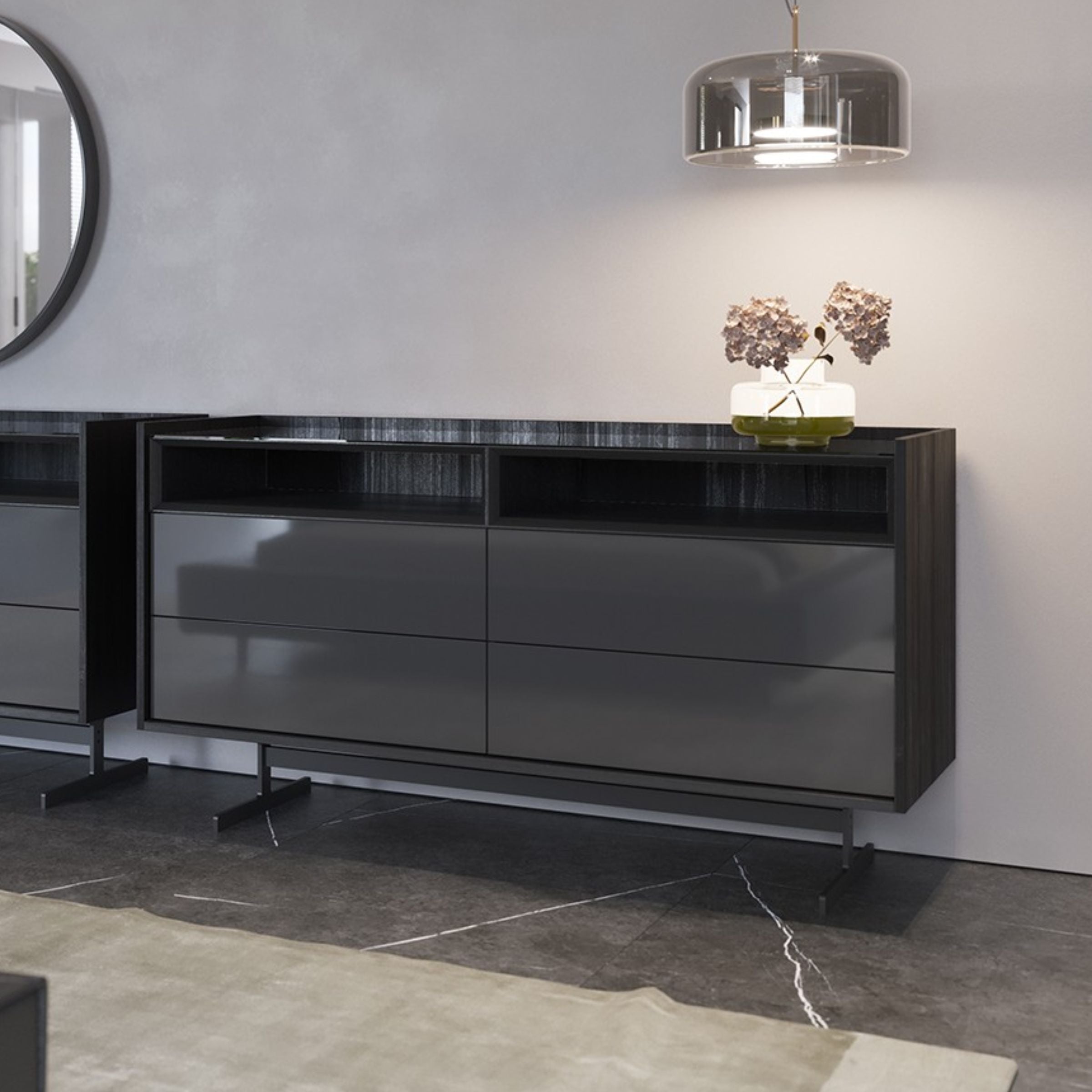 Display Item - Collection Grey Dresser And Mirror YLCG-DM-YAS -  DISPLAY ITEM - ebarza Furniture UAE | Shop Modern Furniture in Abu Dhabi & Dubai - مفروشات ايبازرا في الامارات | تسوق اثاث عصري وديكورات مميزة في دبي وابوظبي