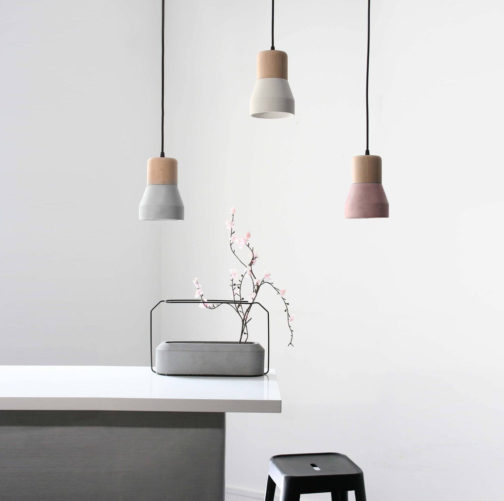 Concrete And Wood  Lamp Bpmt06-N+G -  Pendant Lamps | مصباح من الخرسانة والخشب - ebarza Furniture UAE | Shop Modern Furniture in Abu Dhabi & Dubai - مفروشات ايبازرا في الامارات | تسوق اثاث عصري وديكورات مميزة في دبي وابوظبي