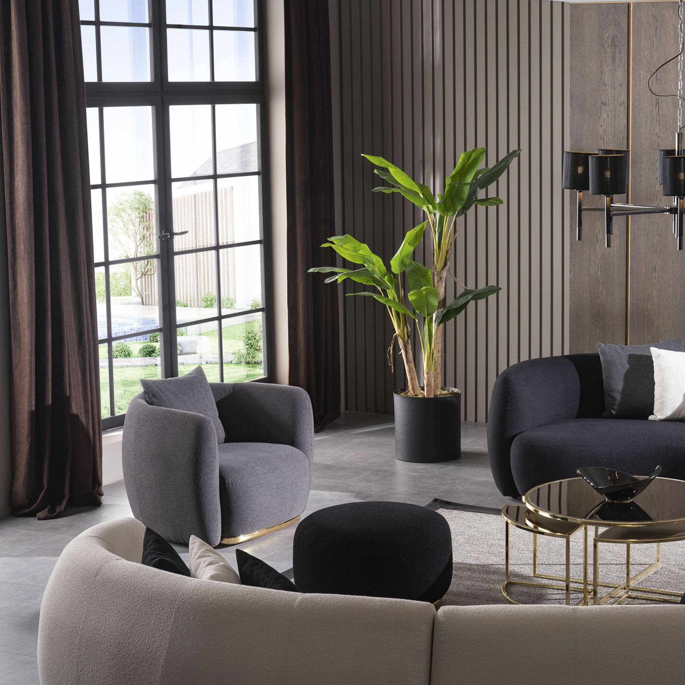 Crown Armchair SBRN-CRN1S-Grey -  Lounge Chairs - ebarza Furniture UAE | Shop Modern Furniture in Abu Dhabi & Dubai - مفروشات ايبازرا في الامارات | تسوق اثاث عصري وديكورات مميزة في دبي وابوظبي