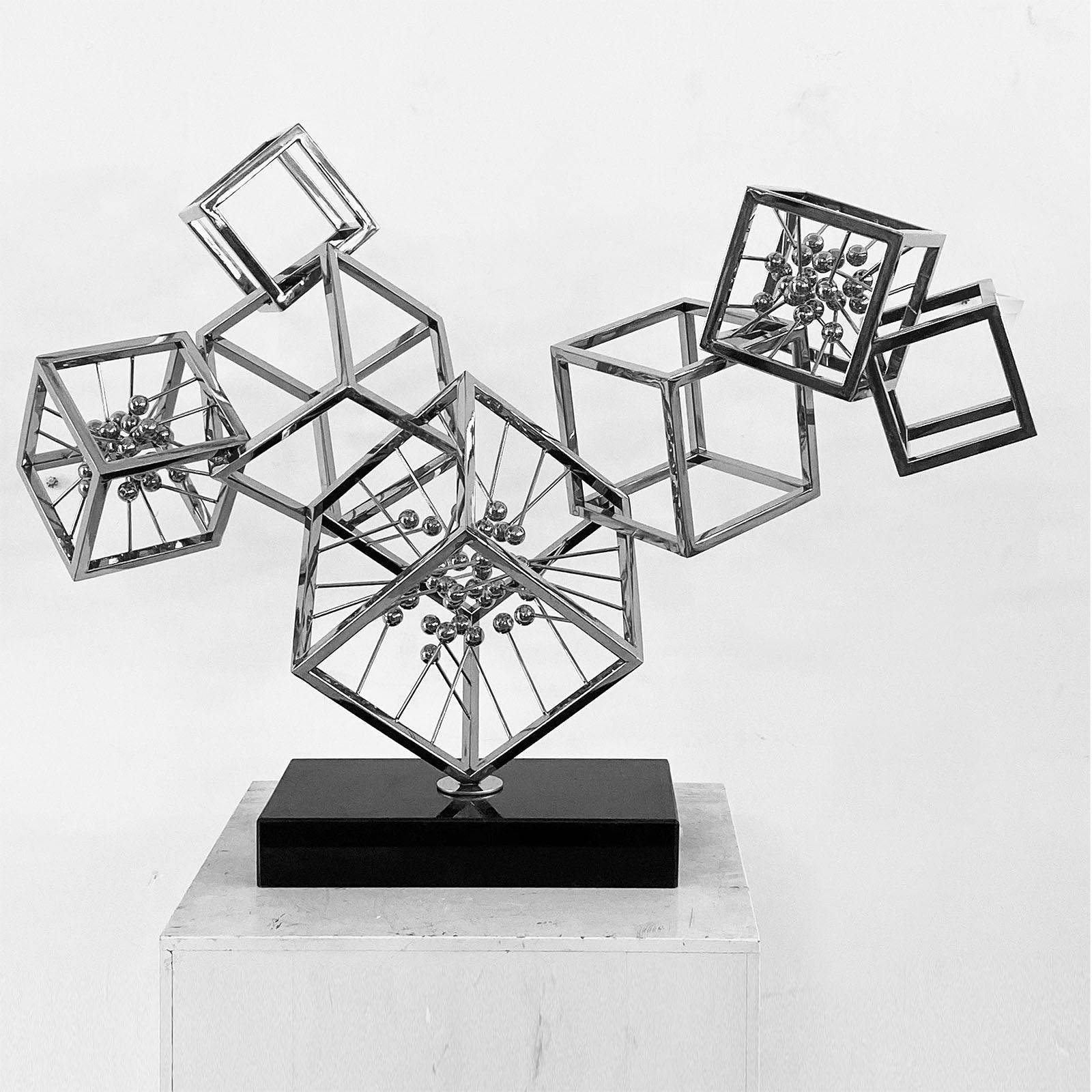 Cubes Handcrafted Stainless Steel Artwork Bj2020040 -  Artwork | عمل فني مصنوع يدويًا من الفولاذ المقاوم للصدأ بعنوان المكعبات - ebarza Furniture UAE | Shop Modern Furniture in Abu Dhabi & Dubai - مفروشات ايبازرا في الامارات | تسوق اثاث عصري وديكورات مميزة في دبي وابوظبي