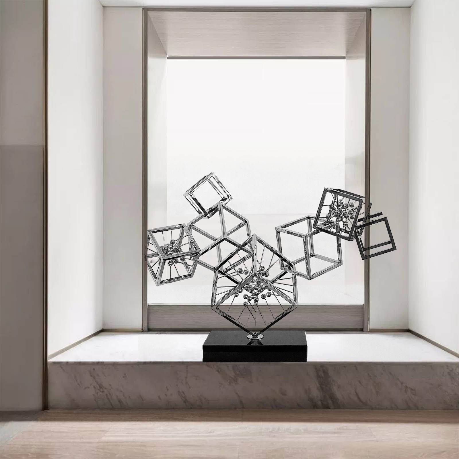 Cubes Handcrafted Stainless Steel Artwork Bj2020040 -  Artwork | عمل فني مصنوع يدويًا من الفولاذ المقاوم للصدأ بعنوان المكعبات - ebarza Furniture UAE | Shop Modern Furniture in Abu Dhabi & Dubai - مفروشات ايبازرا في الامارات | تسوق اثاث عصري وديكورات مميزة في دبي وابوظبي