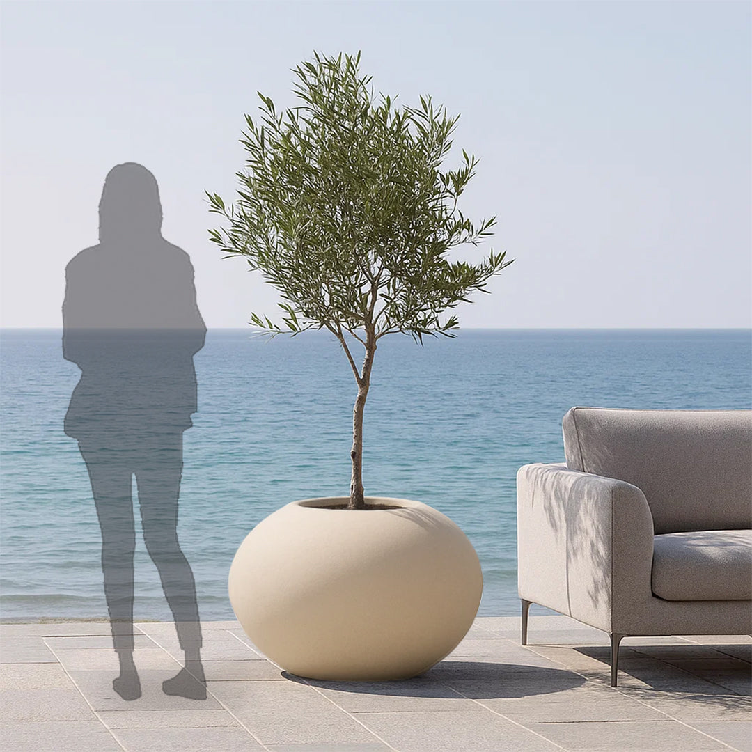 Beige Fiberglass Planter Box XK-4083B-Beige 80cm -  Planter Boxes - ebarza Furniture UAE | Shop Modern Furniture in Abu Dhabi & Dubai - مفروشات ايبازرا في الامارات | تسوق اثاث عصري وديكورات مميزة في دبي وابوظبي